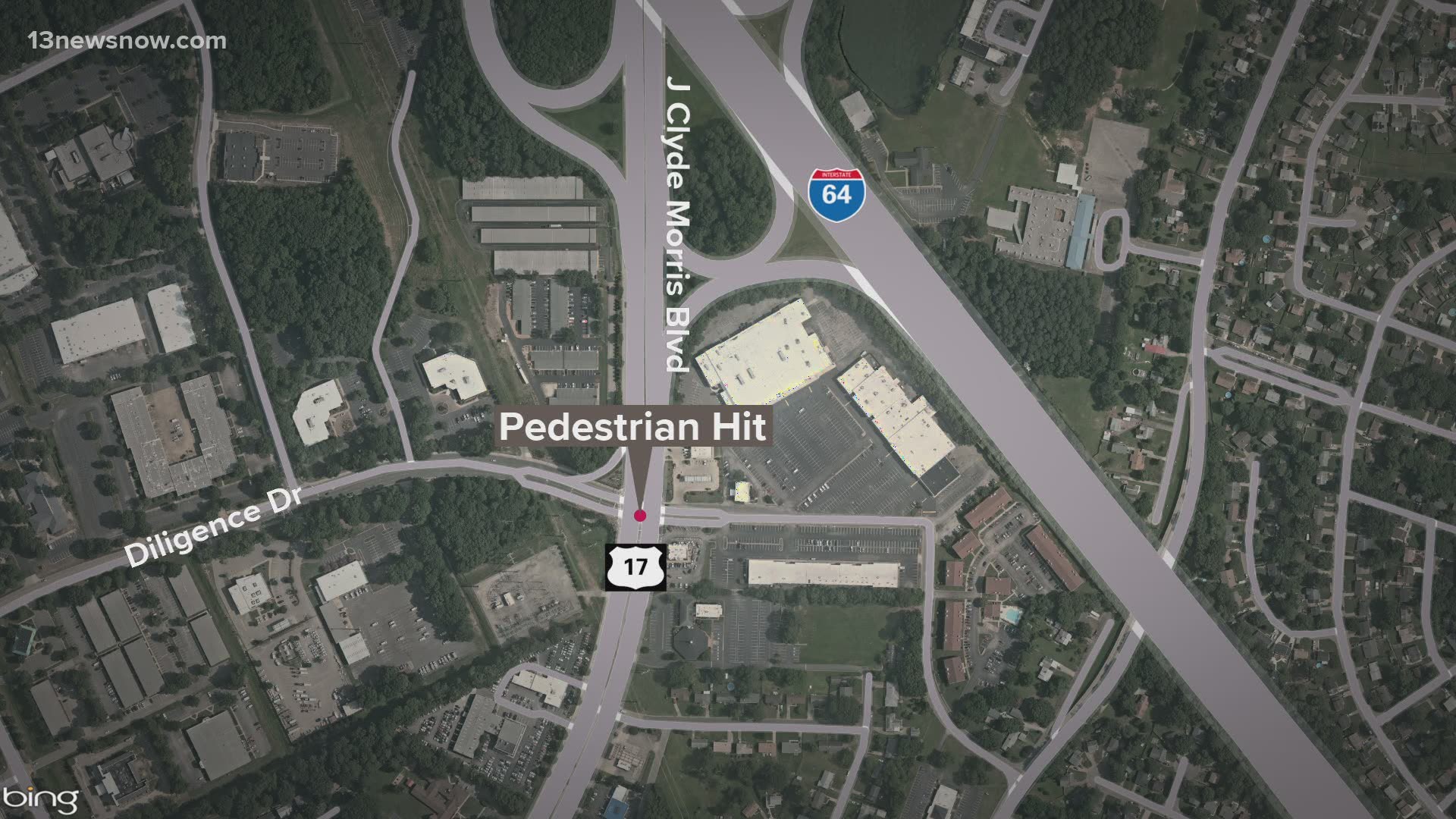 Newport News police are investigating an incident of a pedestrian who was hit by a vehicle in the area of J Clyde Morris Boulevard and Diligence Drive.