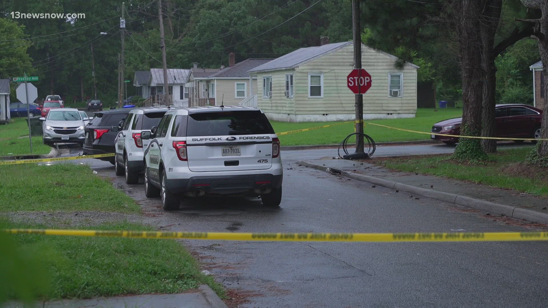 Police in Suffolk are investigating a homicide that killed a woman and left a man with serious injuries.