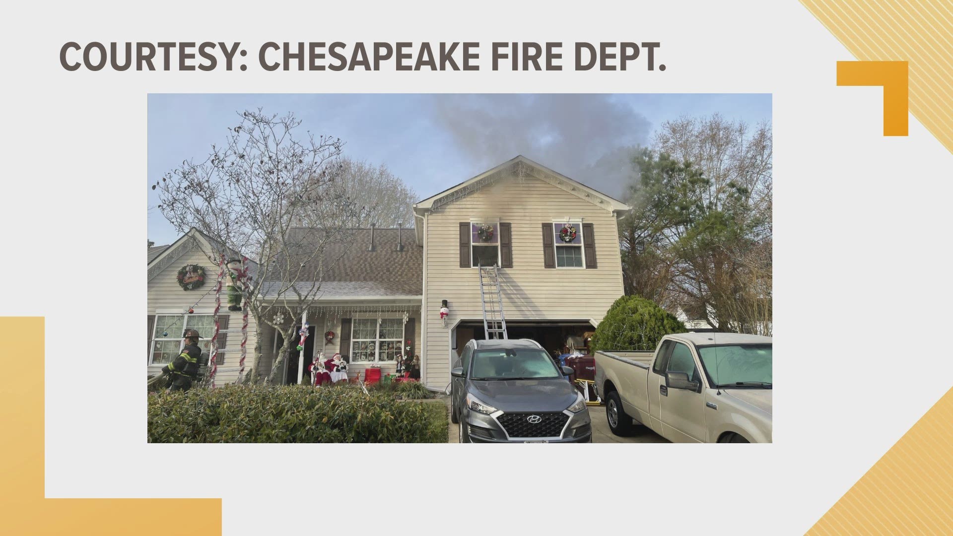 Chesapeake fire crews said nobody was hurt in the fire and the family was able to get out of the home before they arrived.