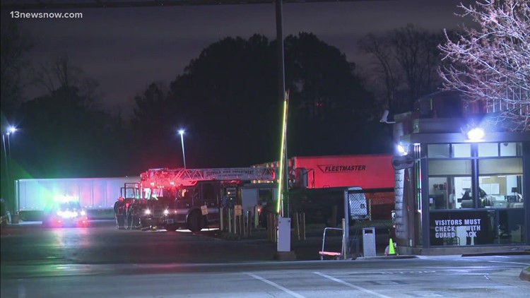 Firefighters battle flames at distribution facility in Suffolk