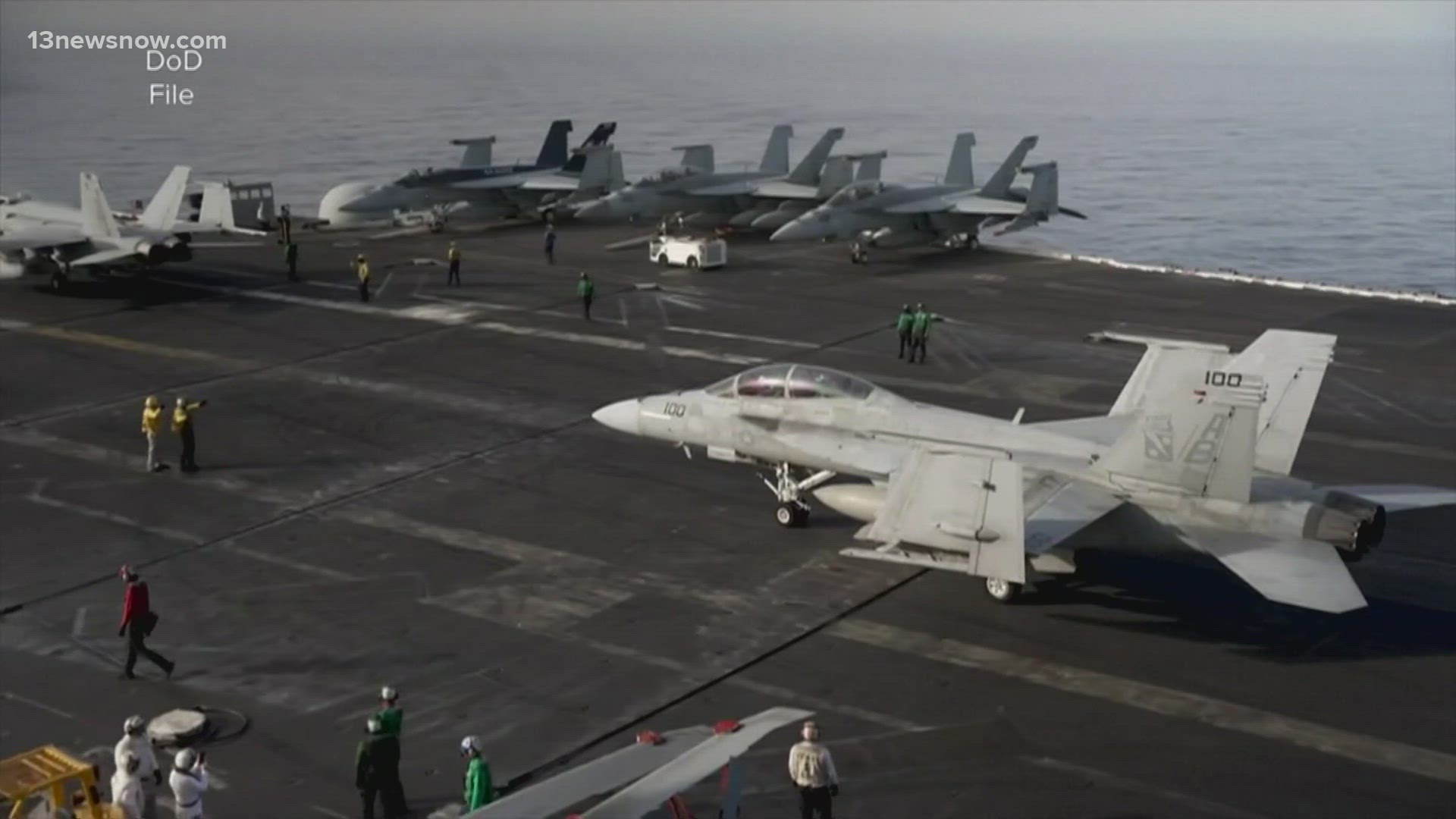 The jet fell off the carrier's deck and into the Red Sea after a failed arrestment --that's the hook system that aircraft use to catch steel wire ropes on the deck.