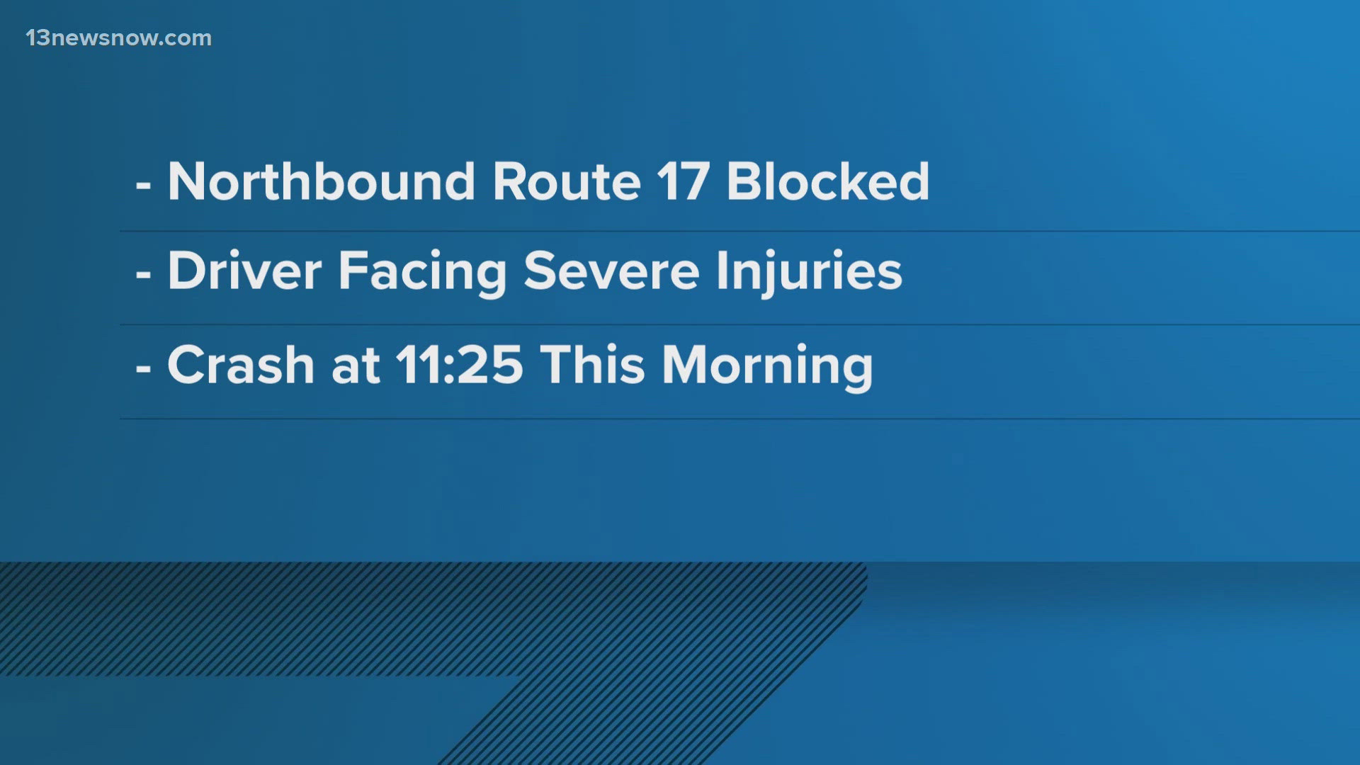 Virginia State Police are investigating a crash on northbound Route 17.