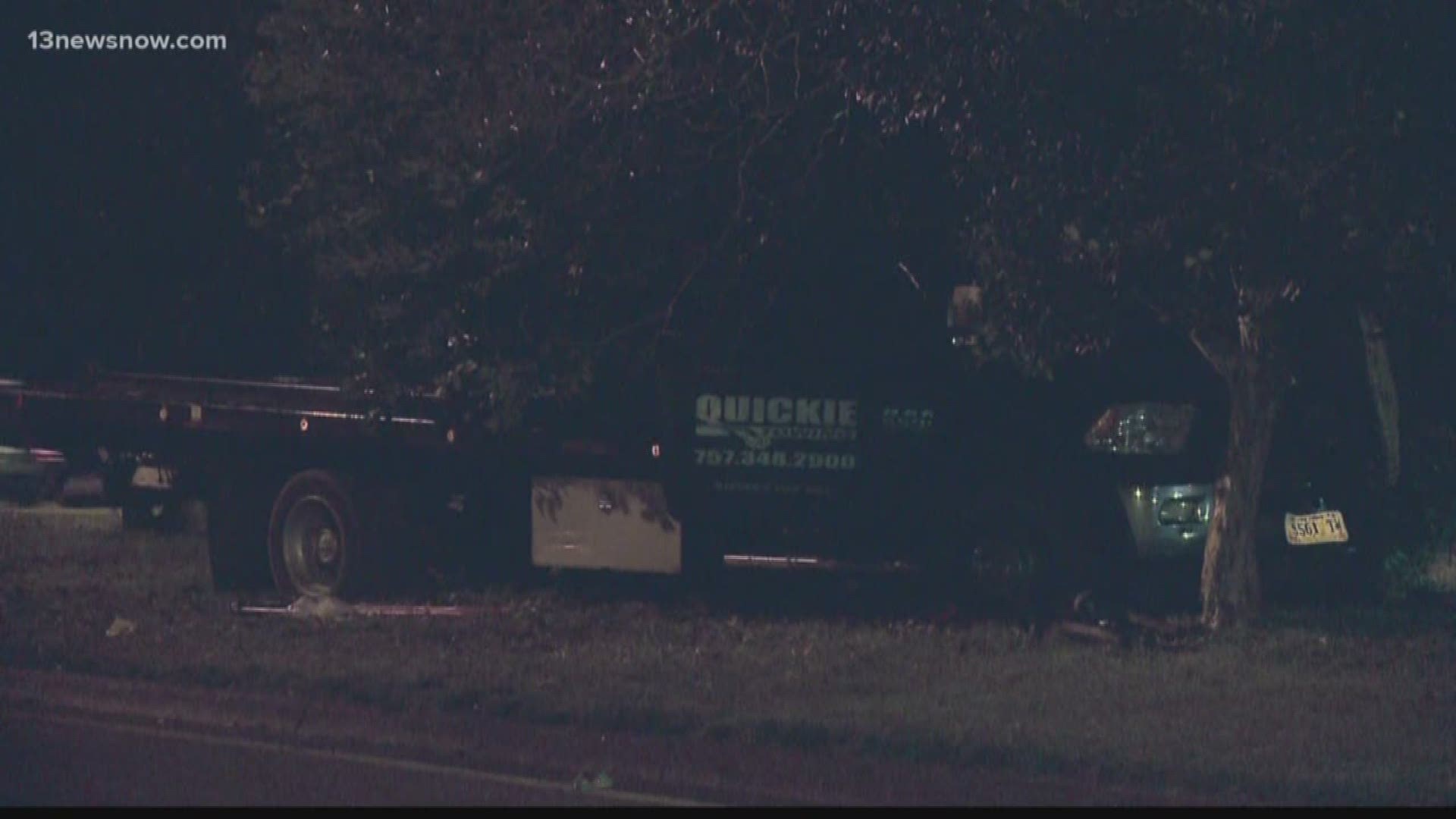 A tow truck driver died after his truck hit a tree in Newport News Thursday morning.