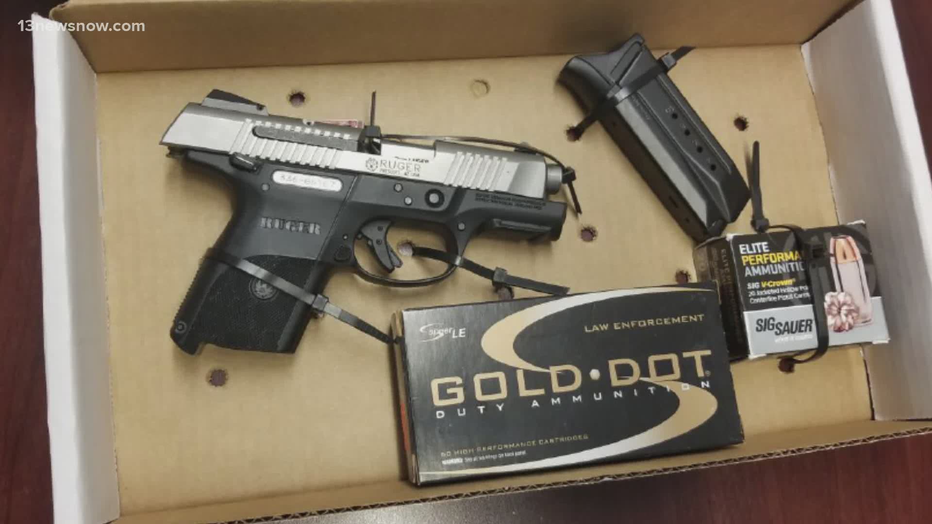 Officials said a woman was detained after she brought a 9mm handgun and two boxes of ammunition onto a Norfolk International Airport plane on March 18.