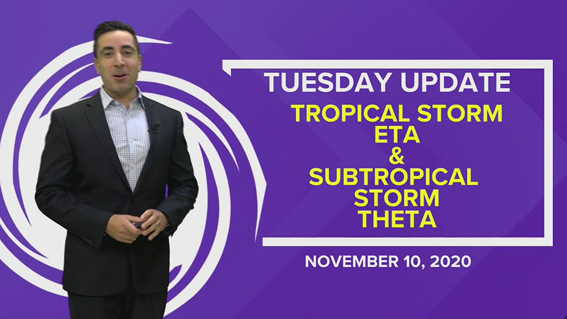 13News Now Meteorologist Tim Pandajis has the latest on Tropical Storm Eta and Subtropical Storm Theta and another system that could become Iota.