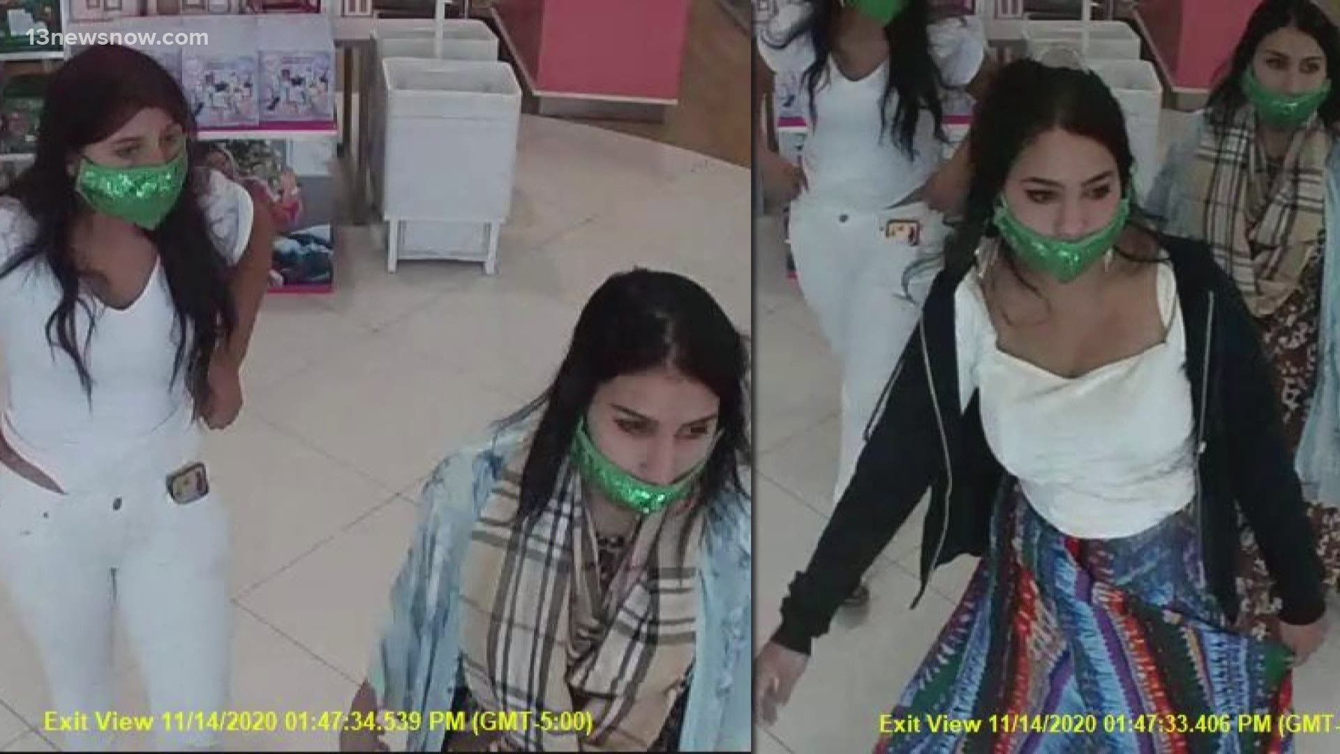 Police say the women were seen on surveillance video working together to hide different items before leaving the store without paying.
