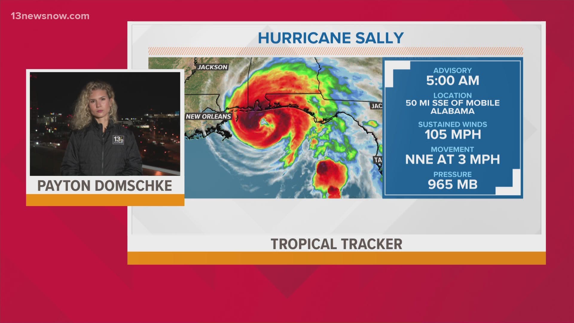 Hurricane Sally is progressing to the Gulf Coast states.