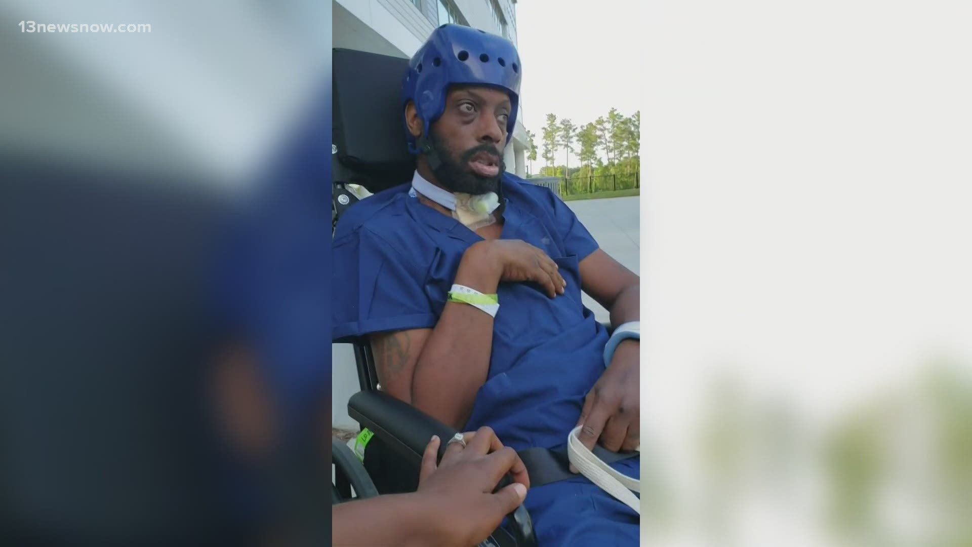Chris Green suffered a traumatic brain injury when a Confederate statue fell on him during a protest in Portsmouth in 2020. He ended up in a coma.