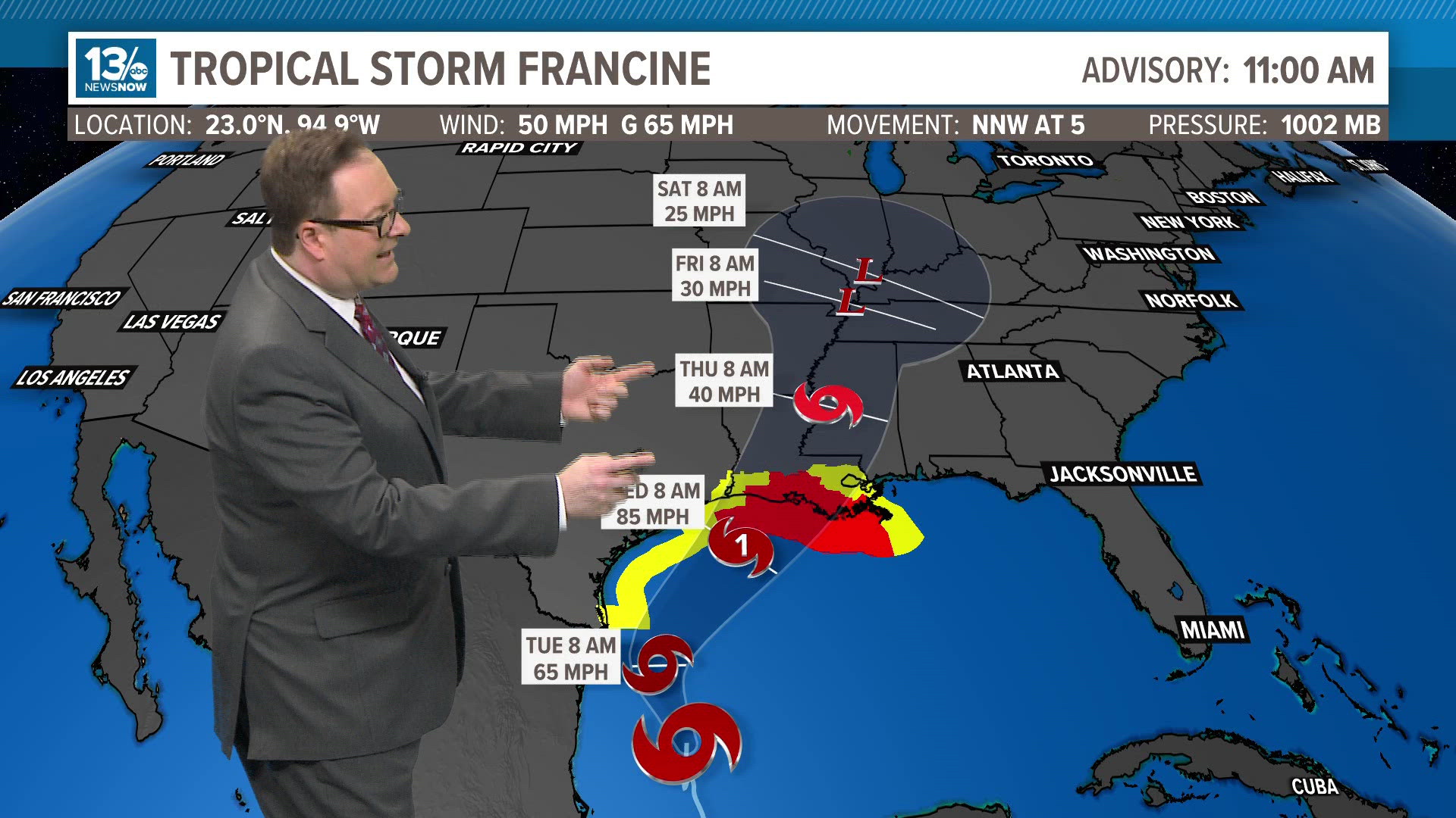 Tropical Storm Francine has formed off the coast of Mexico, according to the National Hurricane Center. It is expected to make landfall in Louisiana by Wednesday.