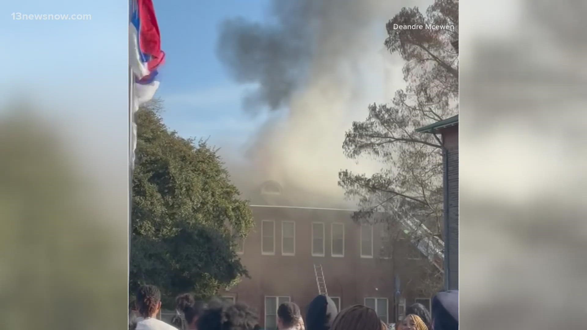 A spokesperson for Hampton University confirms there is a fire at the administration building, Palmer Hall.