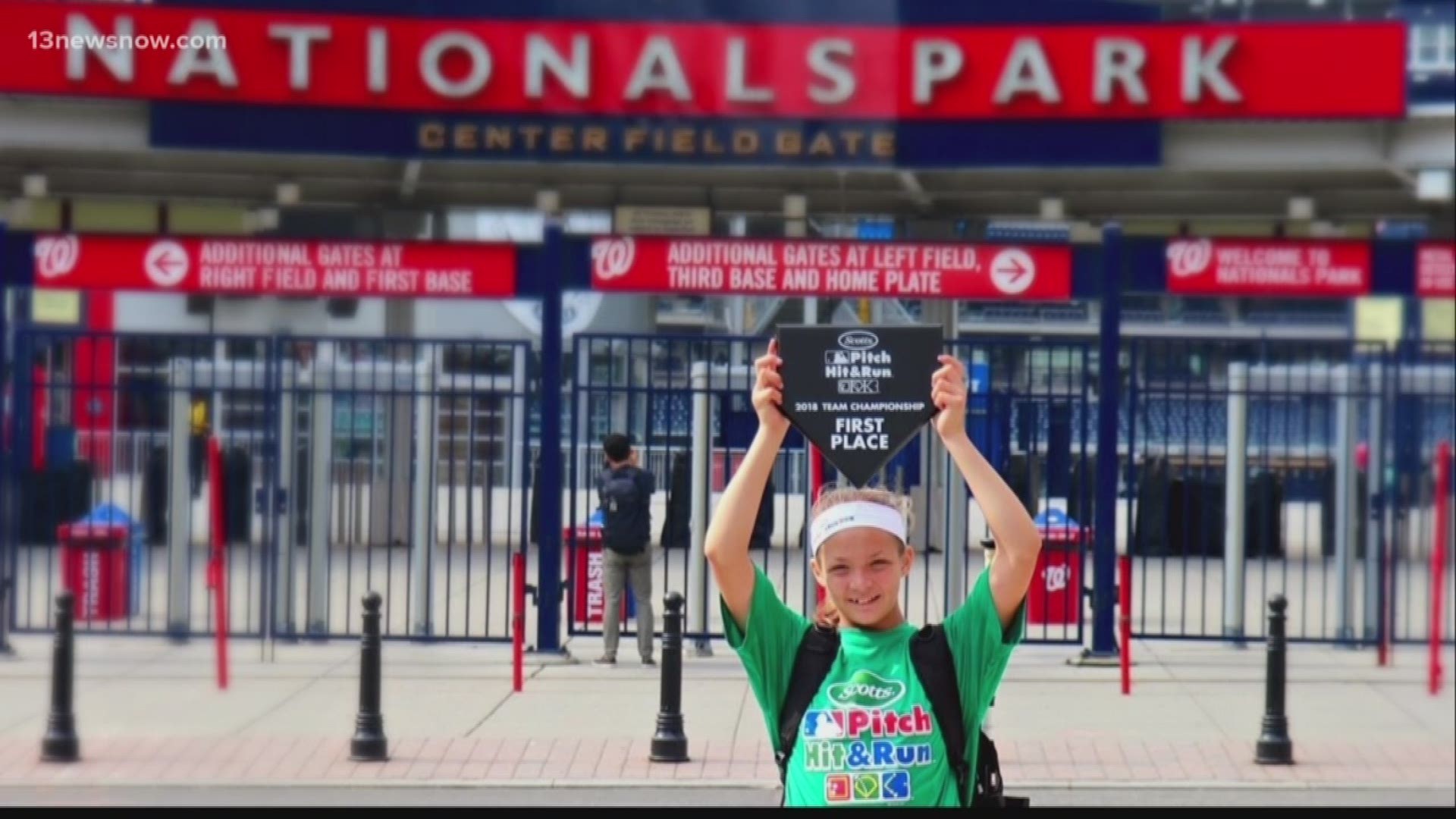 Taylor Langston, a 12-year old from Norfolk, recently won a regional Pitch, Hit and Run competition at National's Park in Washington D.C.