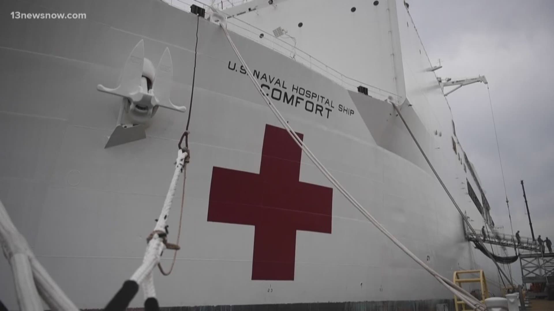 The Navy says "fewer than five" patients who were treated aboard the Comfort over the weekend tested positive for COVID-19. They've since been removed from the ship.