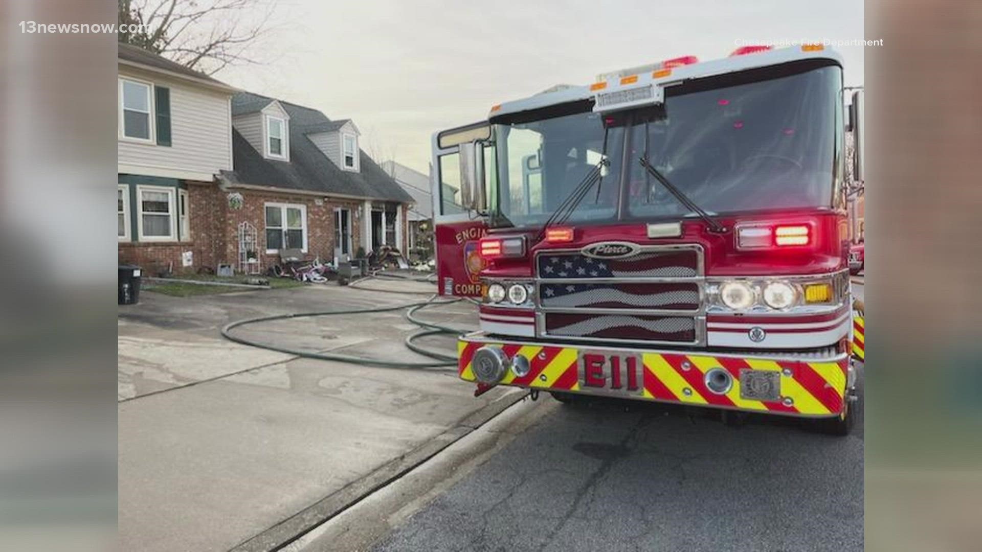 The fire broke out on Meadows Landing Road just after 3 p.m. Monday afternoon. That's in the Western Branch section of the city.