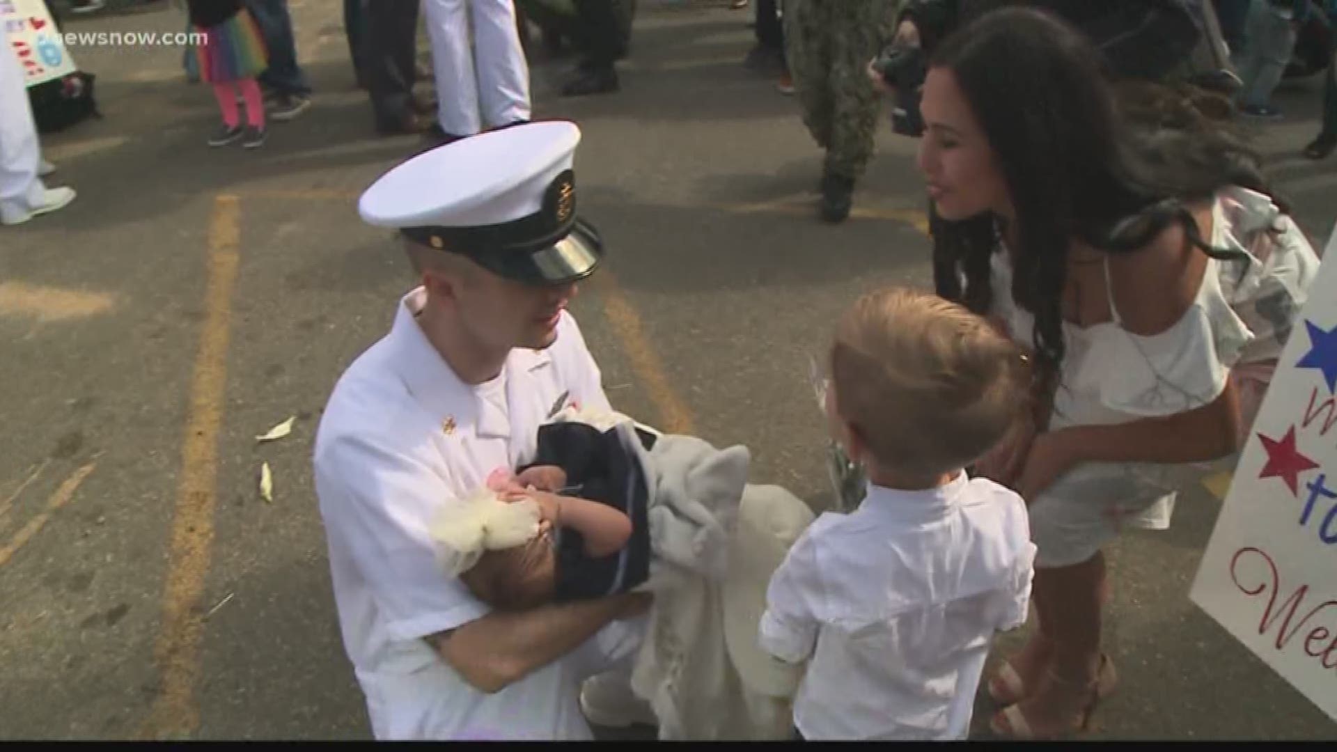 The USS Newport News fast-attack submarine returned to Naval Station Norfolk on Saturday after a months-long deployment.