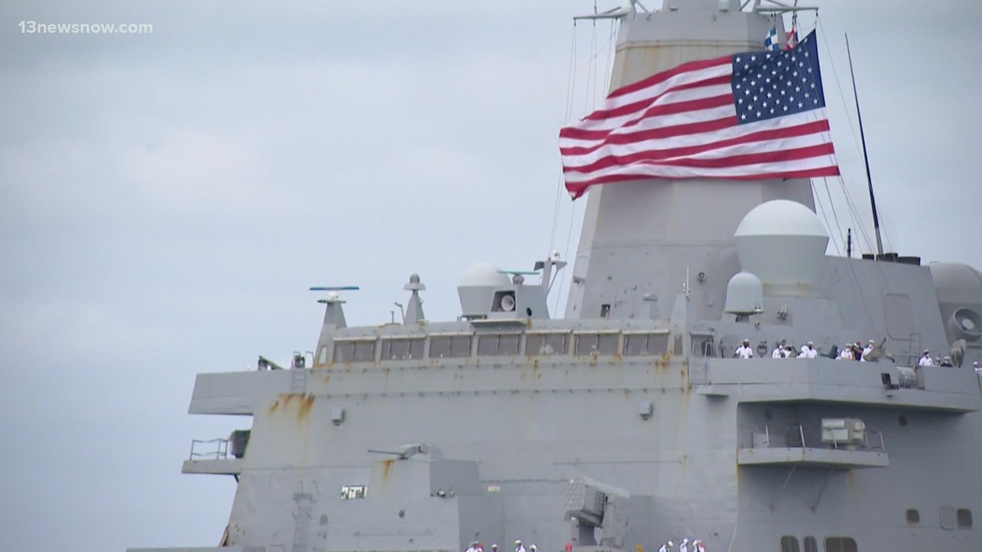 The San Antonio-class amphibious transport dock ship USS San Antonio brought home hundreds of sailors.