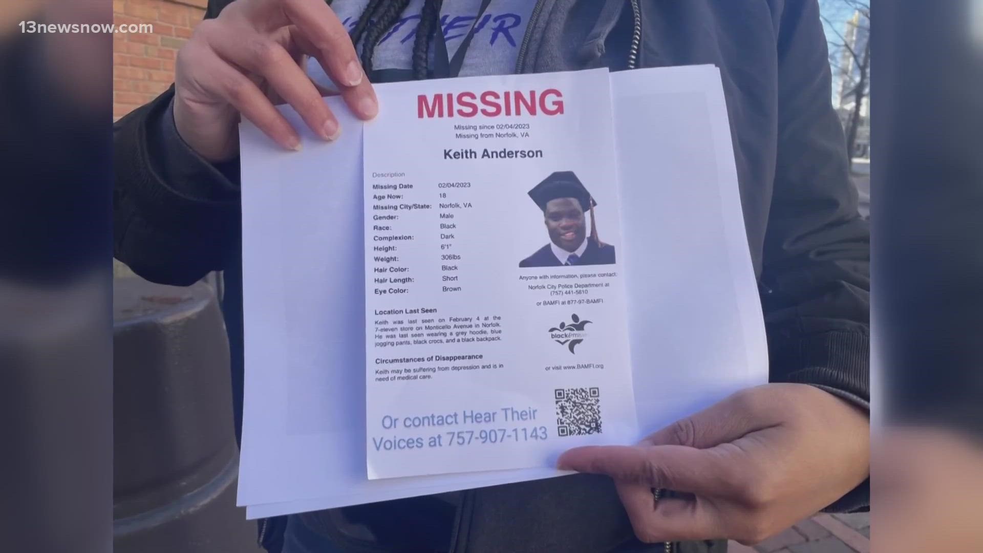 The group 'Hear Their Voices' led search efforts for 18-year-old Keith Anderson, who hasn't been seen in two weeks.