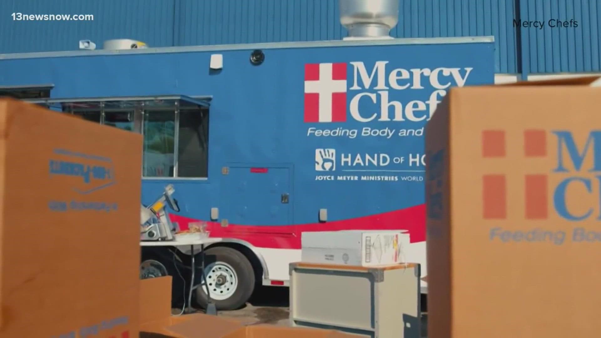 The Portsmouth-based organization Mercy Chefs is sending down pallets of water to help people in Jackson.