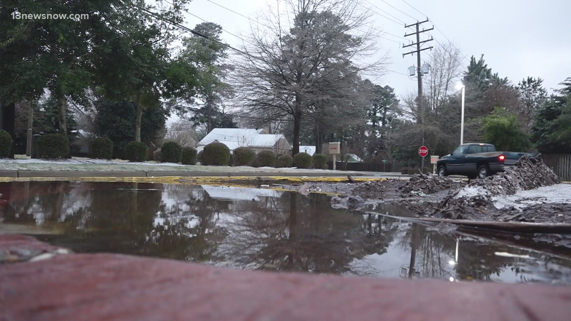 Morning commuters said the messy weather didn't bother them too much even though it created some slick conditions along the roads on the Peninsula.