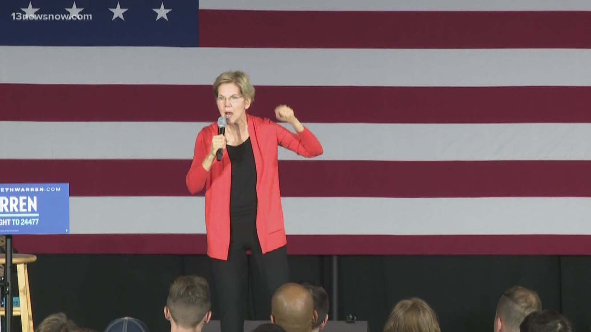 Elizabeth Warren stopped in Norfolk for a townhall Friday. Money was her main focus and she talked about taxing the nation's most wealthy.