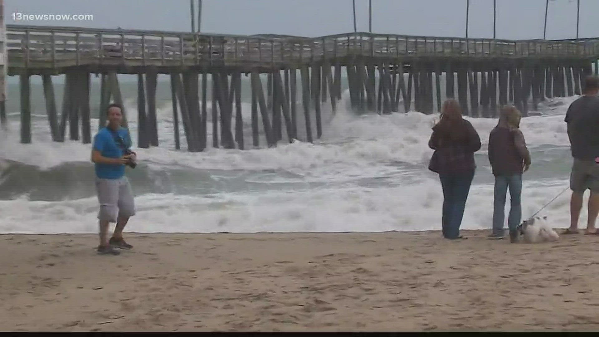 Tourists were still at the oceanfront in Virginia Beach regardless of Hurricane Florence