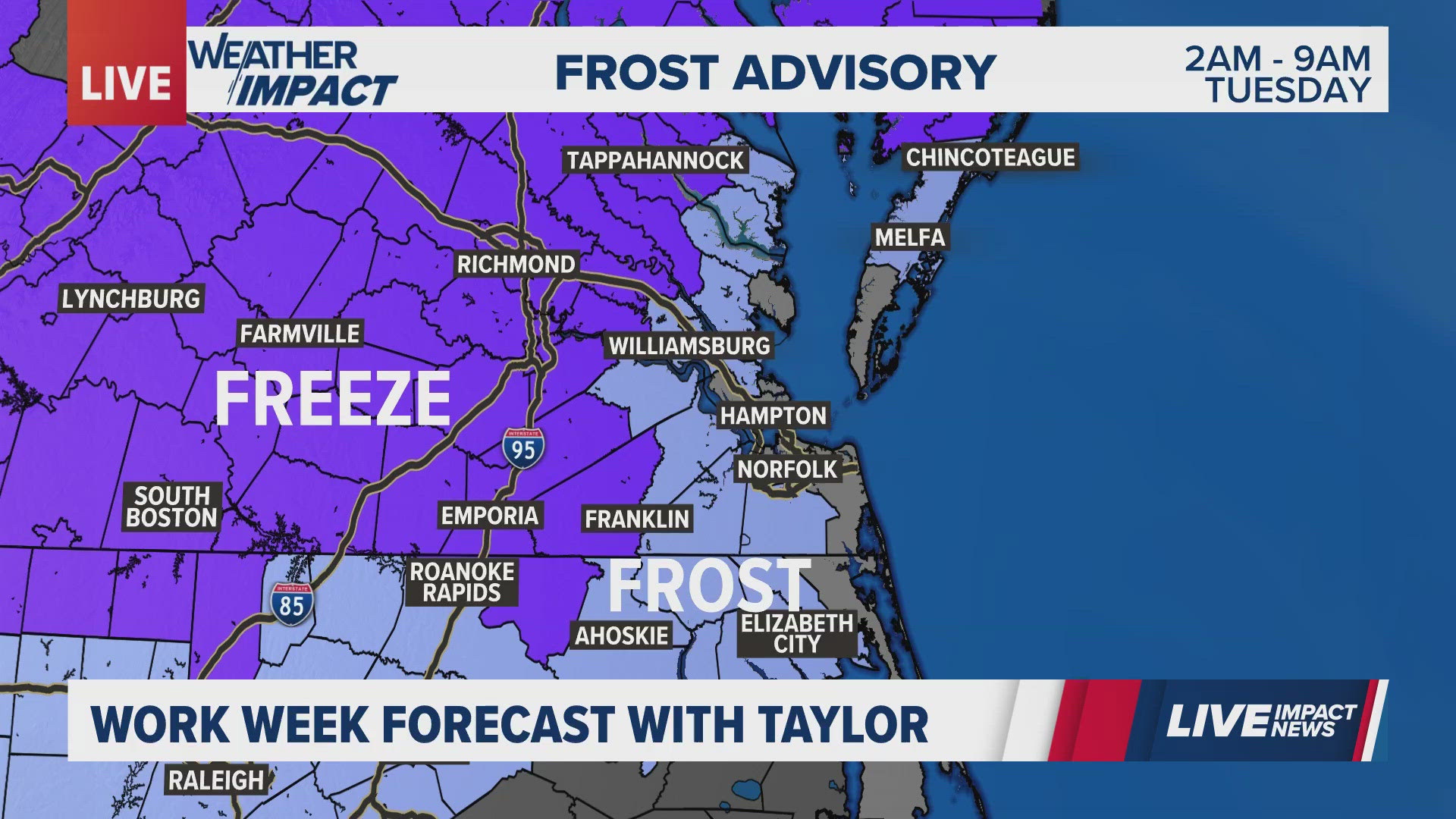 Parts of Virginia under frost advisory overnight into Tuesday ...