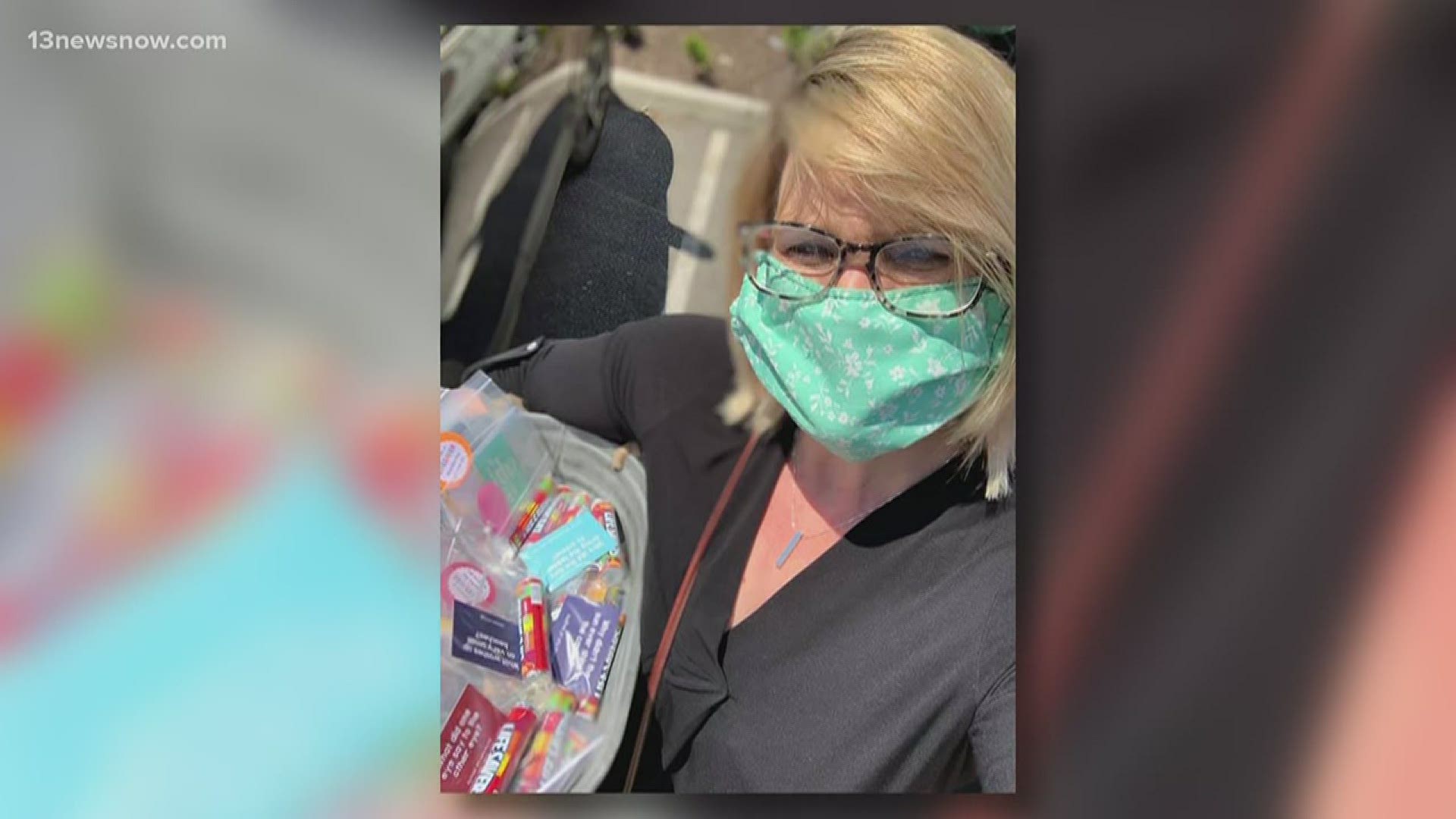 Ashley McDougal started a Facebook group to help healthcare workers. Members are dropping off what they call "sunshine" treats in hopes of bringing them joy.