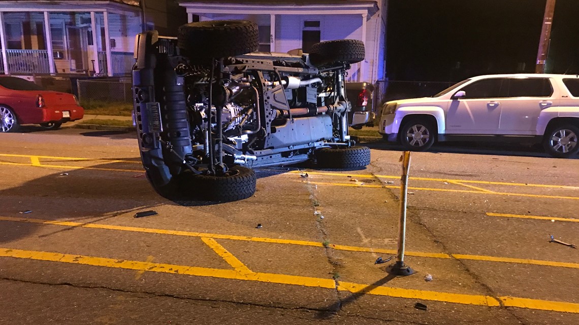 Driver hits several cars, flips over in Norfolk