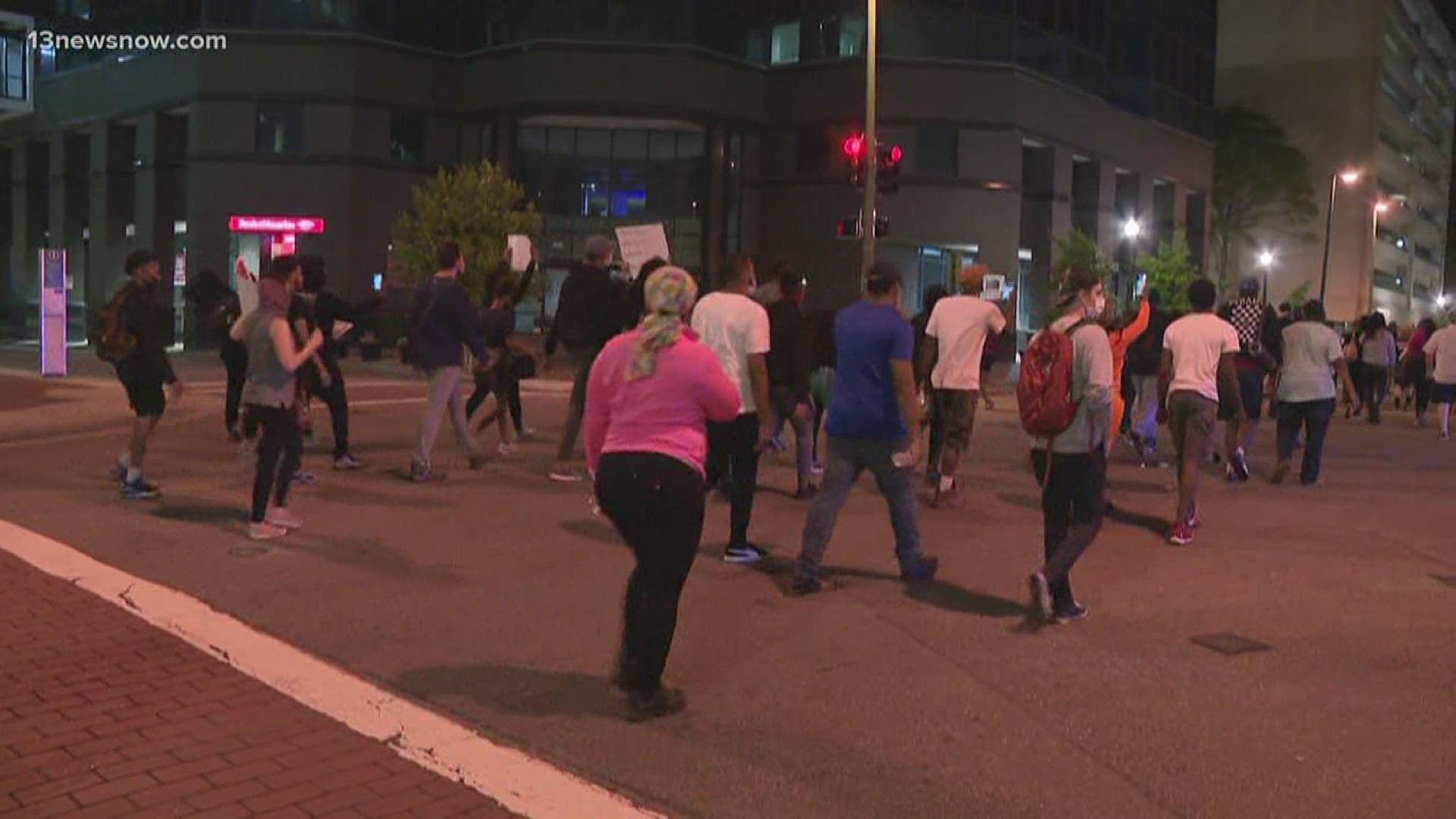 Hundreds of protesters in Norfolk marched throughout the city Tuesdat night, calling for justice and reform.