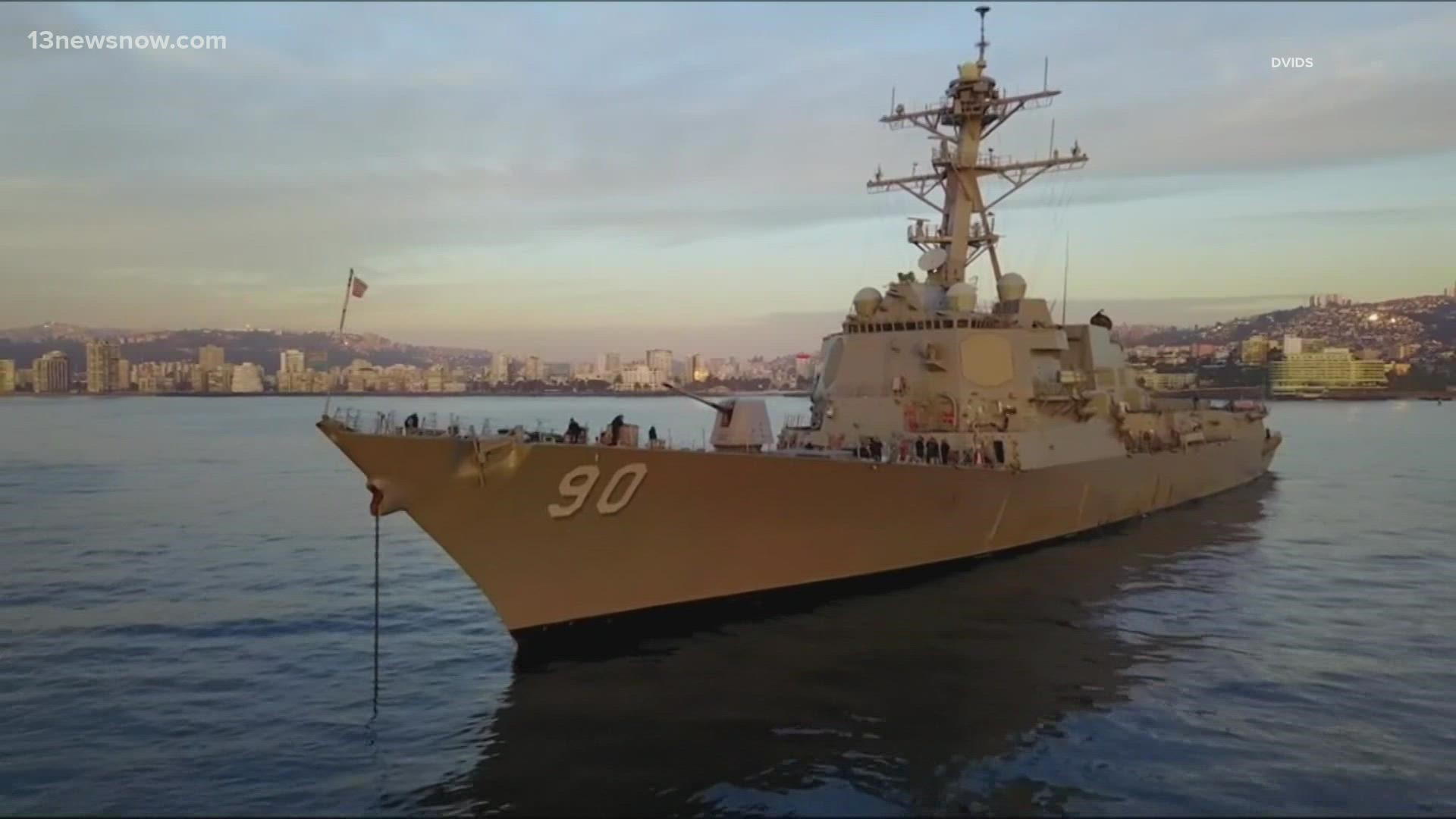 The Navy said USS Chafee was conducting "routine operations" in international waters when a Russian destroyer came within approximately 65 yards of the ship.