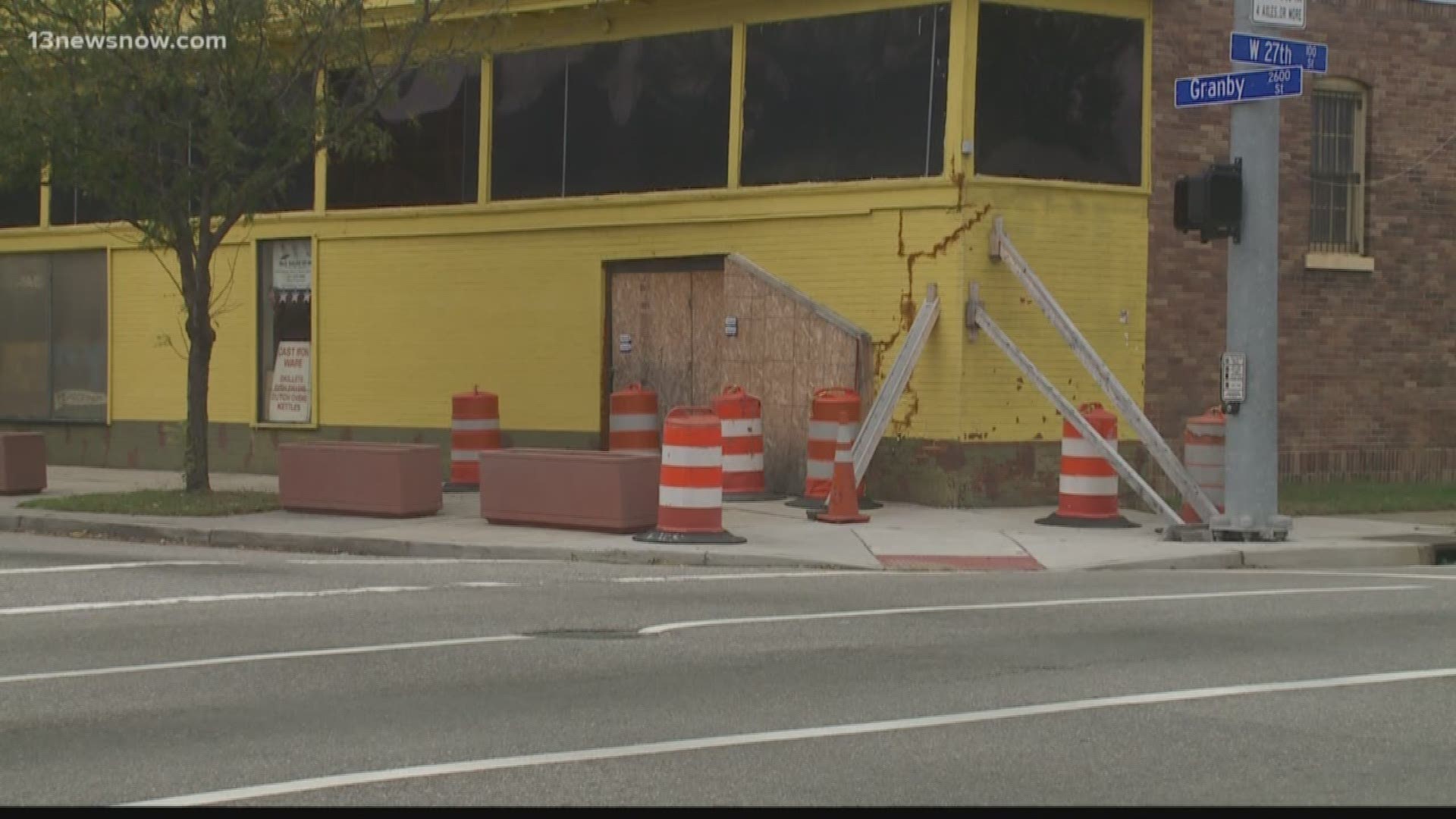 After decades of drivers crashing into M&G Supplies at Granby and 27th streets, the city placed concrete barriers in hopes of this being a permanent solution.