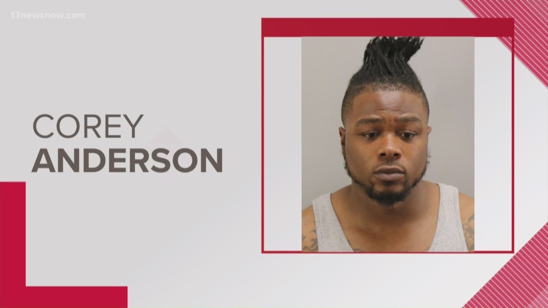 Corey Anderson faces multiple charges after a shooting in North Great Neck Road in Virginia Beach left three people injured.