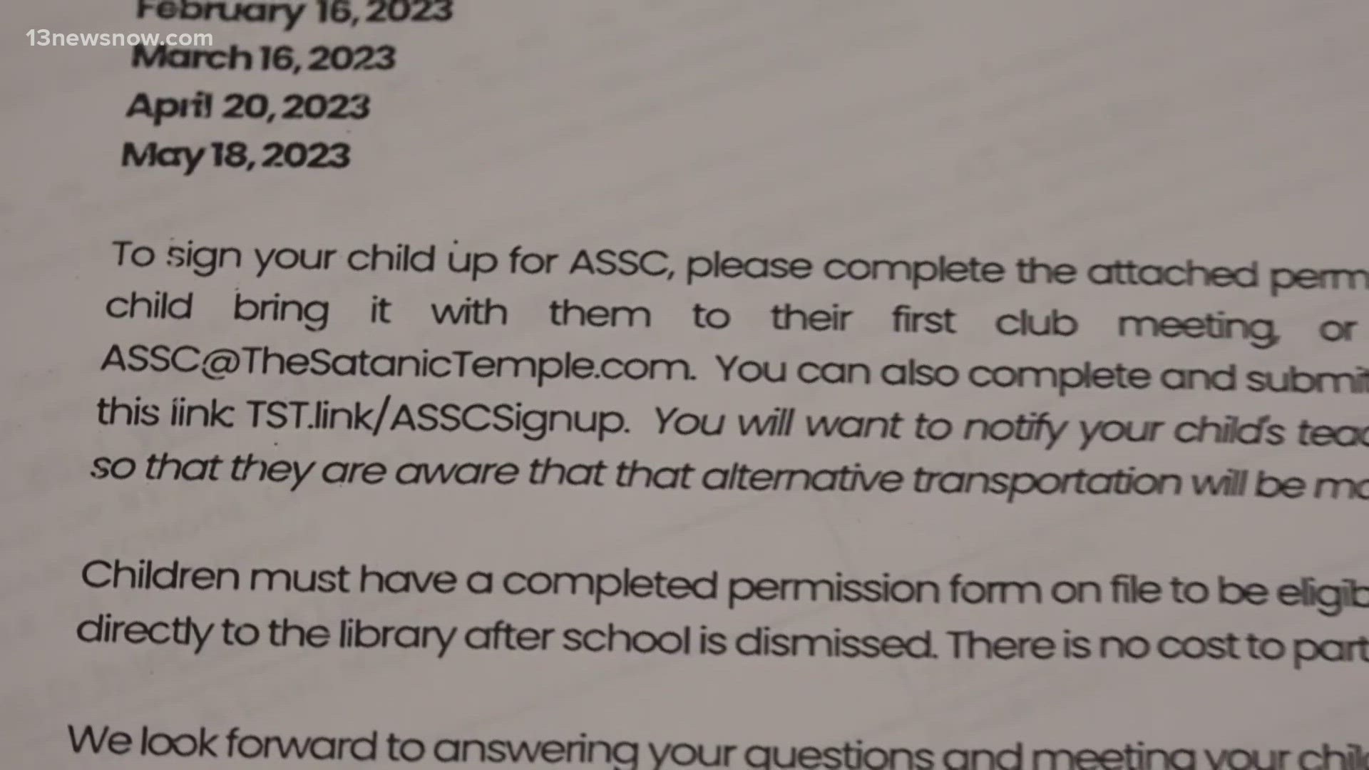 "We believe this cancellation is unconstitutional and a violation of the rights of our families who had planned to attend the meeting," the organization wrote.