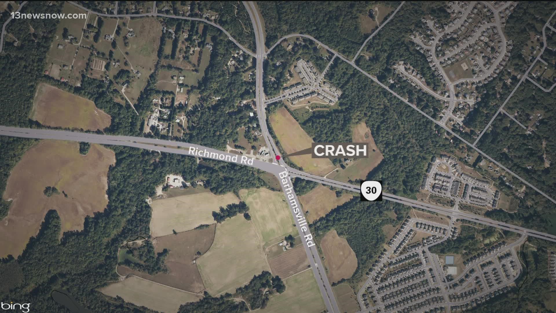 The crash happened Friday just before 9 p.m., police said