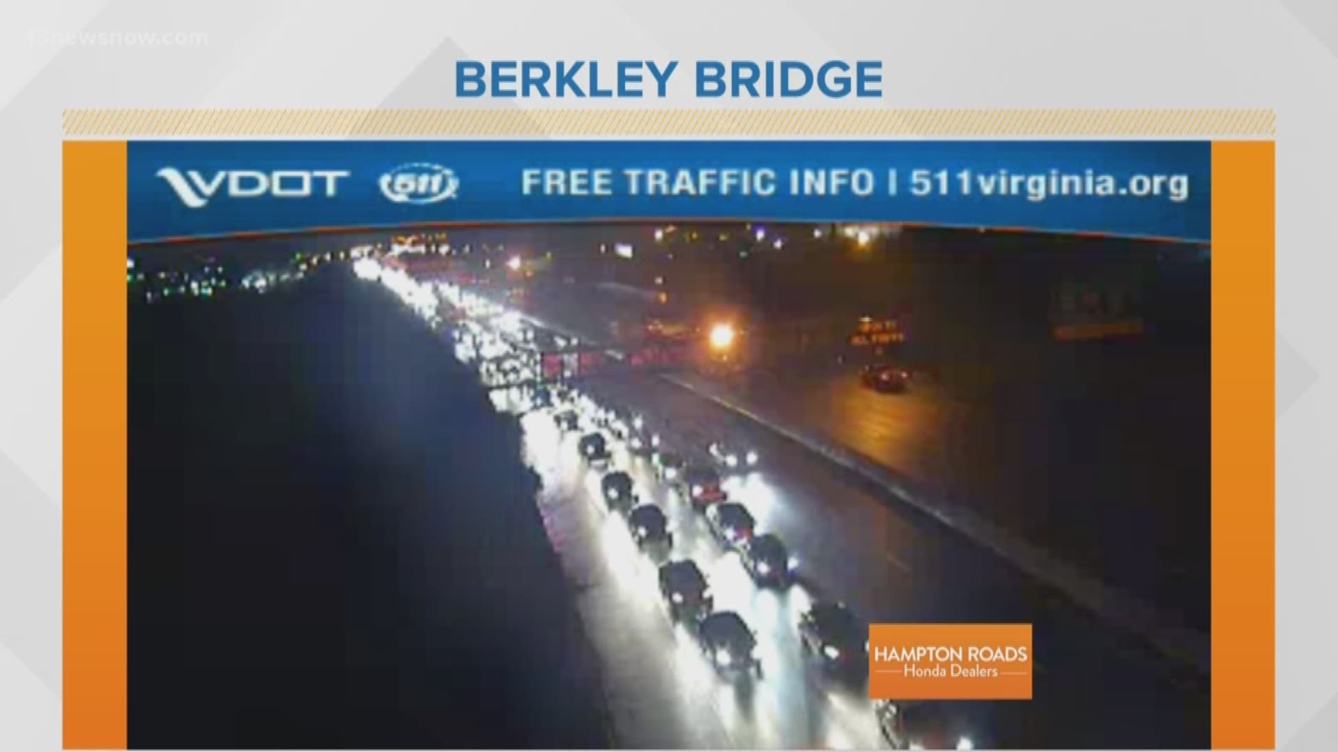 A multi-vehicle crash on I-264 westbound has closed two lanes and caused major congestion near the Berkley Bridge.