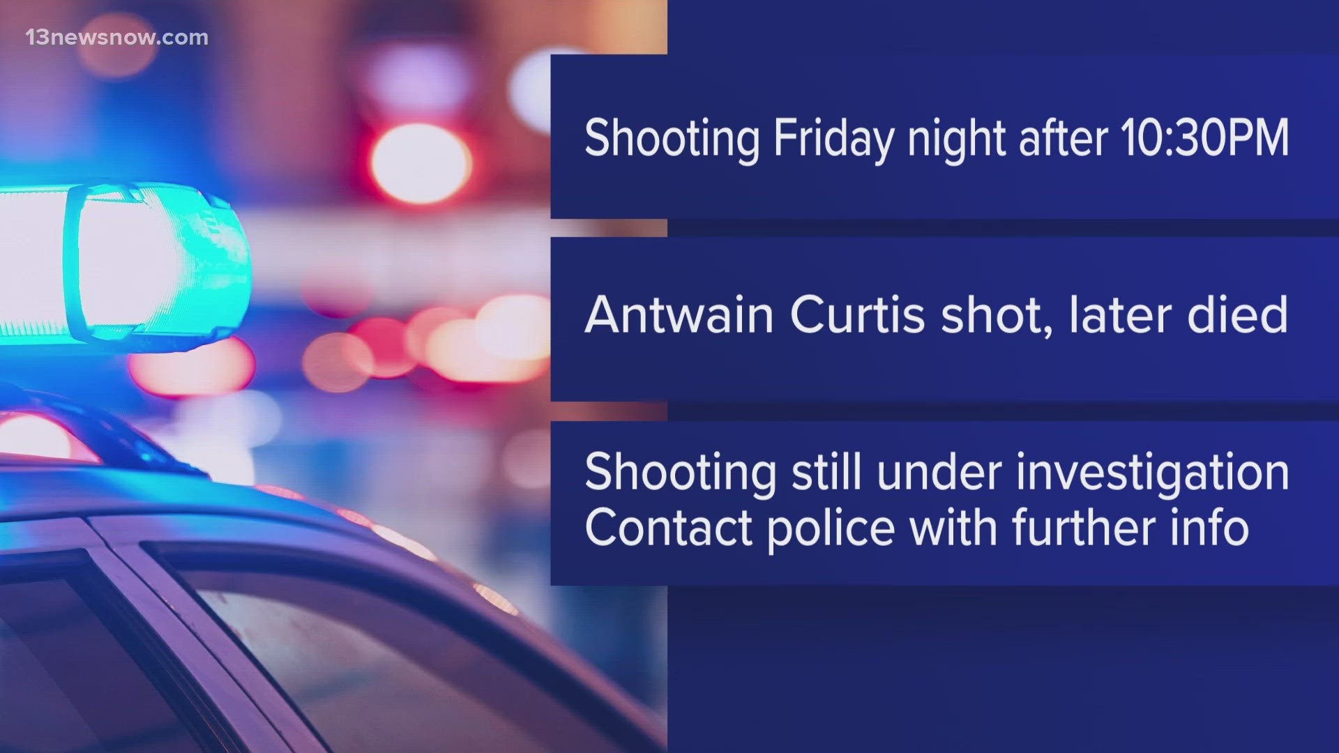 A shooting took place late Friday night at a Norfolk 7-Elevent. 33-year-old Antwain Curtis was shot and died from his injuries.