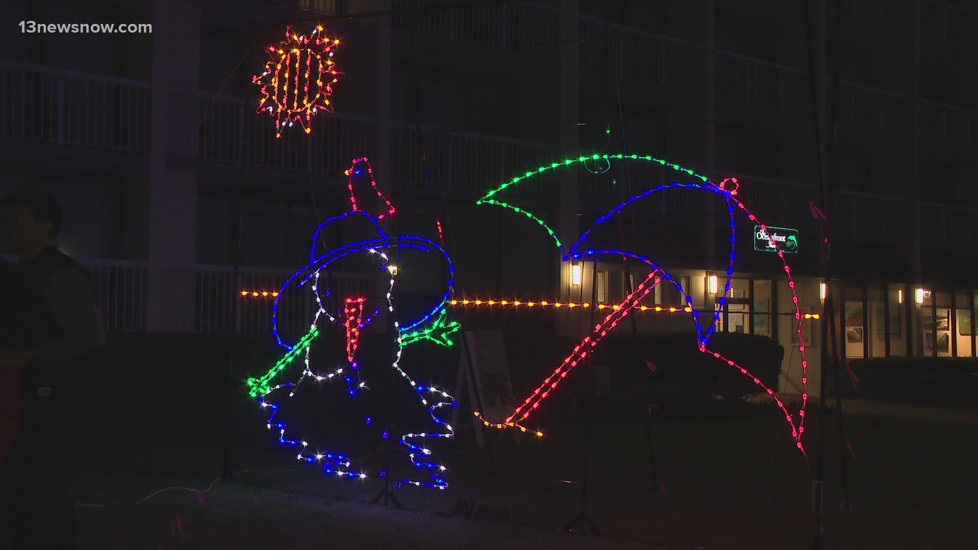 New this year is "The Melting Snowman," a light display inspired by a Virginia Beach elementary school student's drawing.