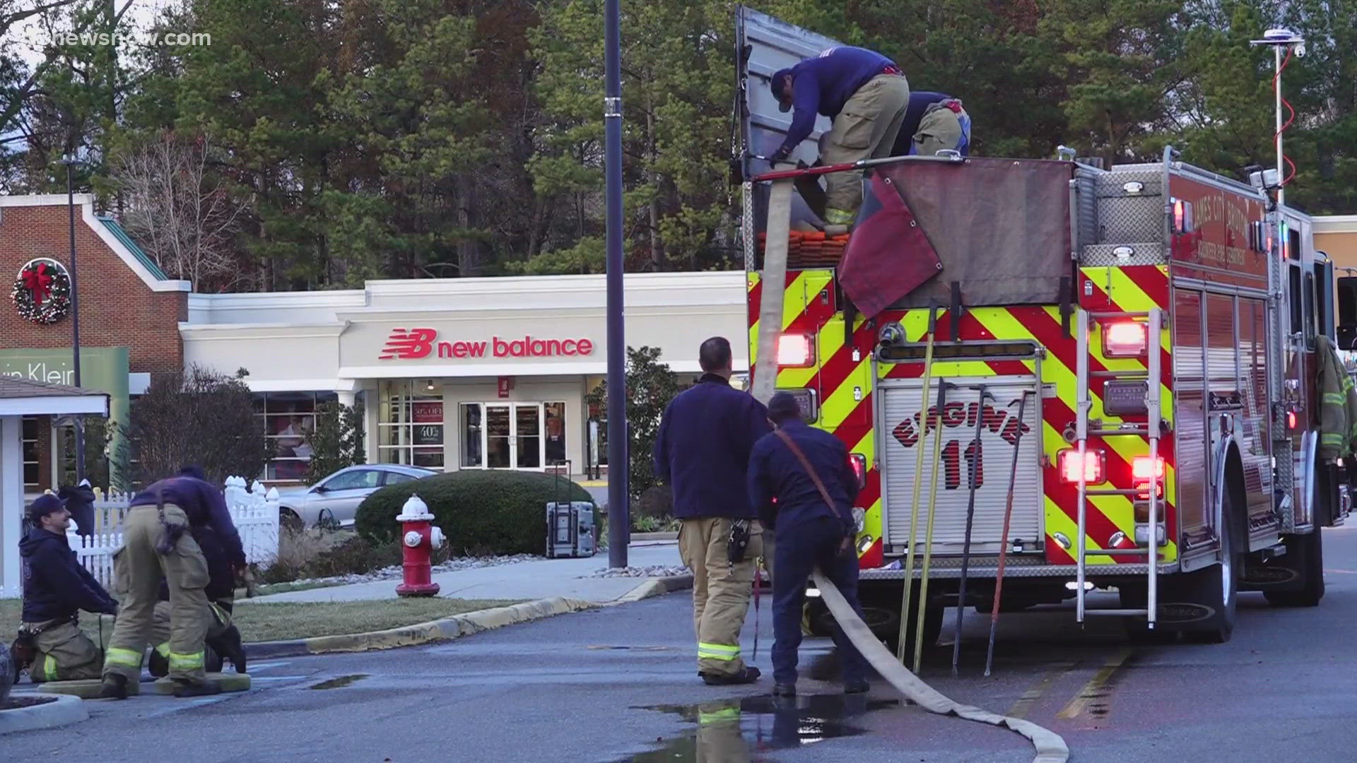 An underground fire at the Williamsburg Premium Outlets closed stores on one of the biggest shopping days of the season.