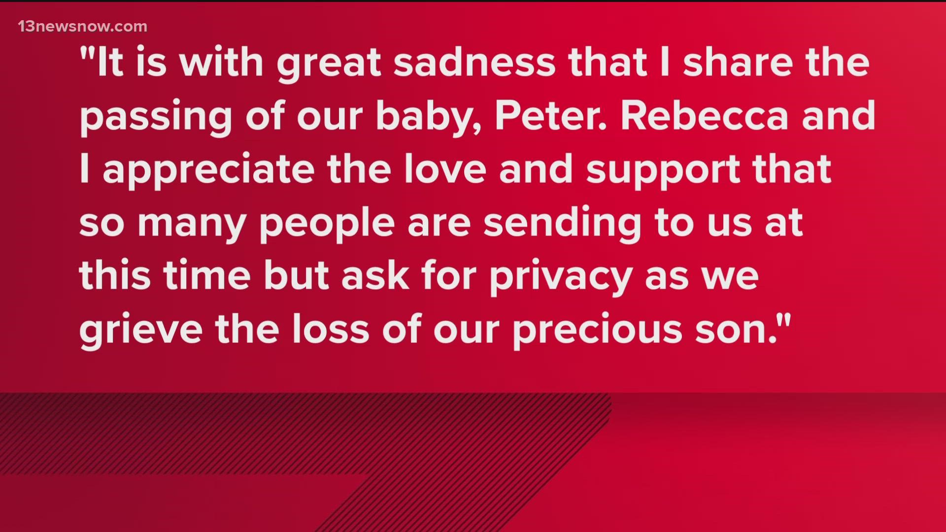 Mullin thanks the community for their support, respect for privacy and prayers during this time, as he heals with his wife and three other young children.