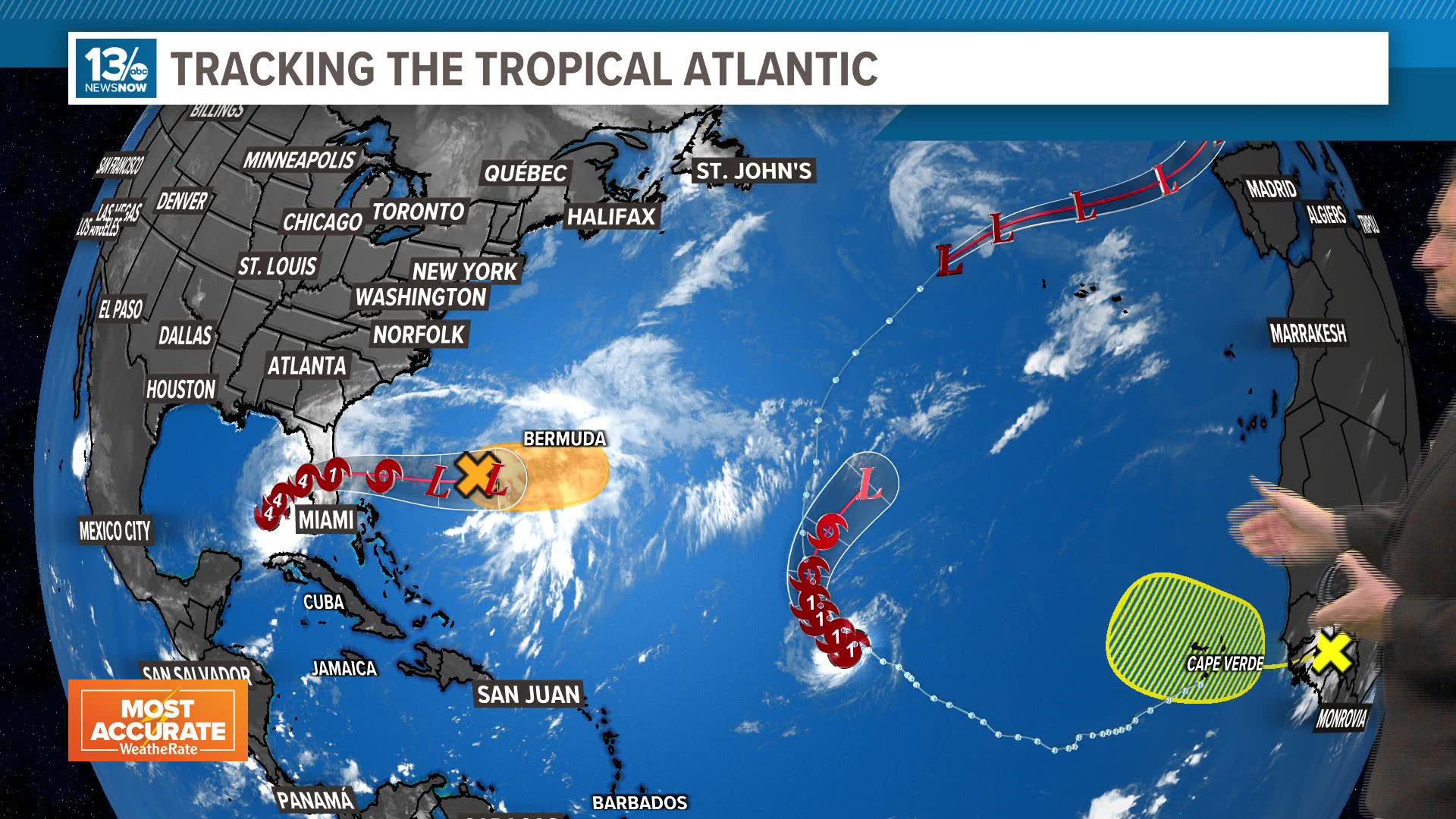 As of the 9 a.m. NHC advisory Milton has weakened slightly to a category 4 with sustained winds of 155 mph and gusts up to 195 mph.