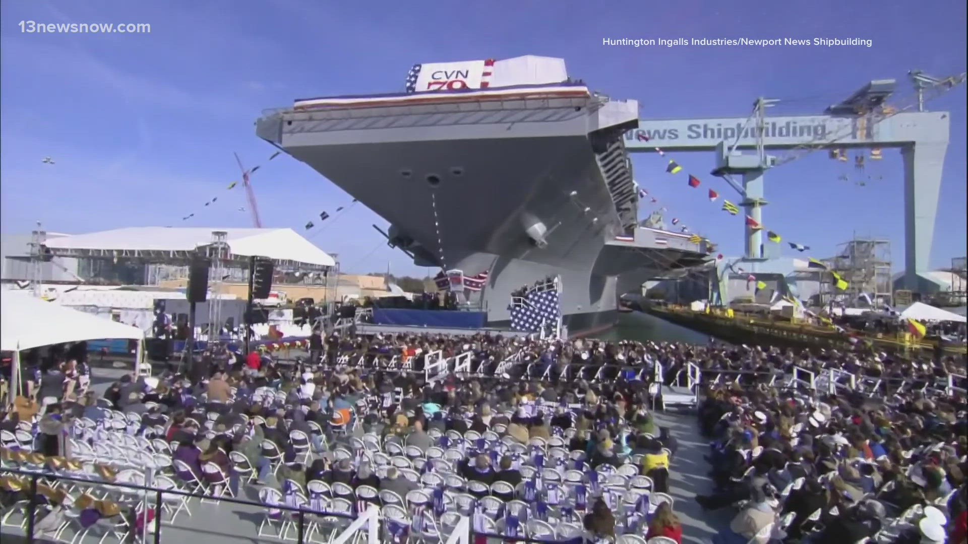 The future USS John F. Kennedy, which is under construction at Newport News Shipbuilding, will be ready for the Navy one year later than earlier projected.