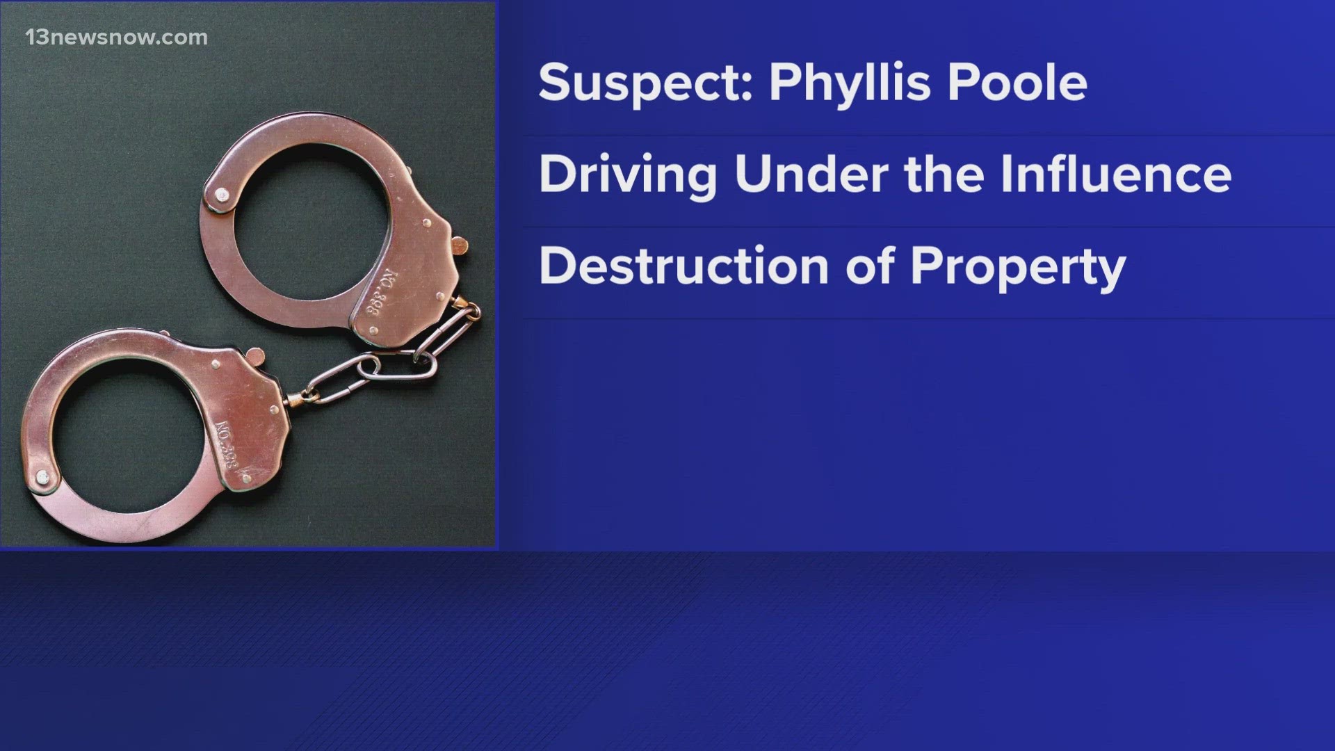 Officials say Phyllis Poole was pulling out of a driveway in the 200 block of Jolly Pond Road when she hit a parked car. Moments later, she hit a school bus.