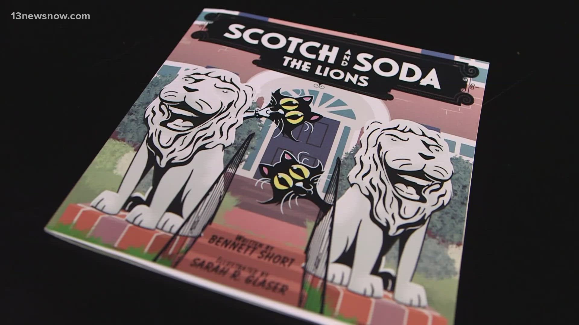 The lion statues on Hampton Boulevard known as *scotch and soda* get new costumes every couple of weeks.
