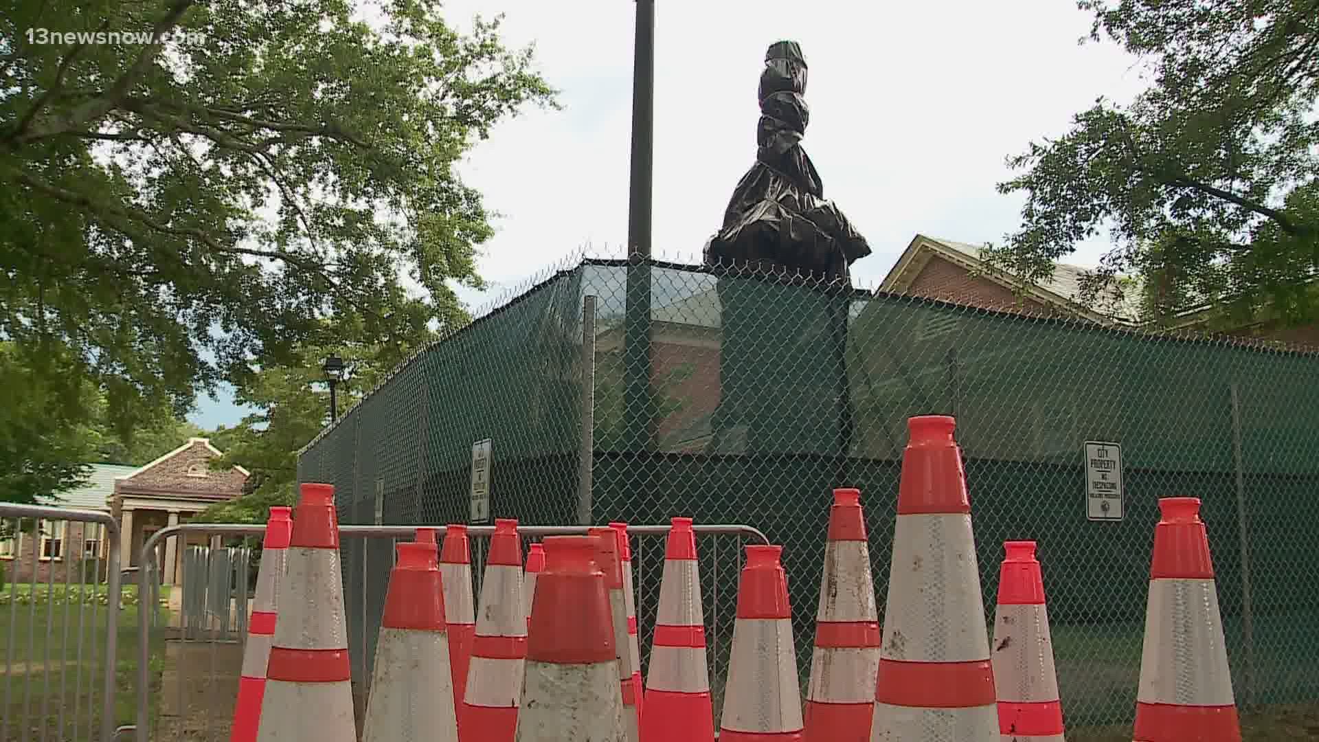 City Council is moving forward with the legal process of relocating the statue that has stood at the Old Princess Anne County Courthouse since the early 1900s.