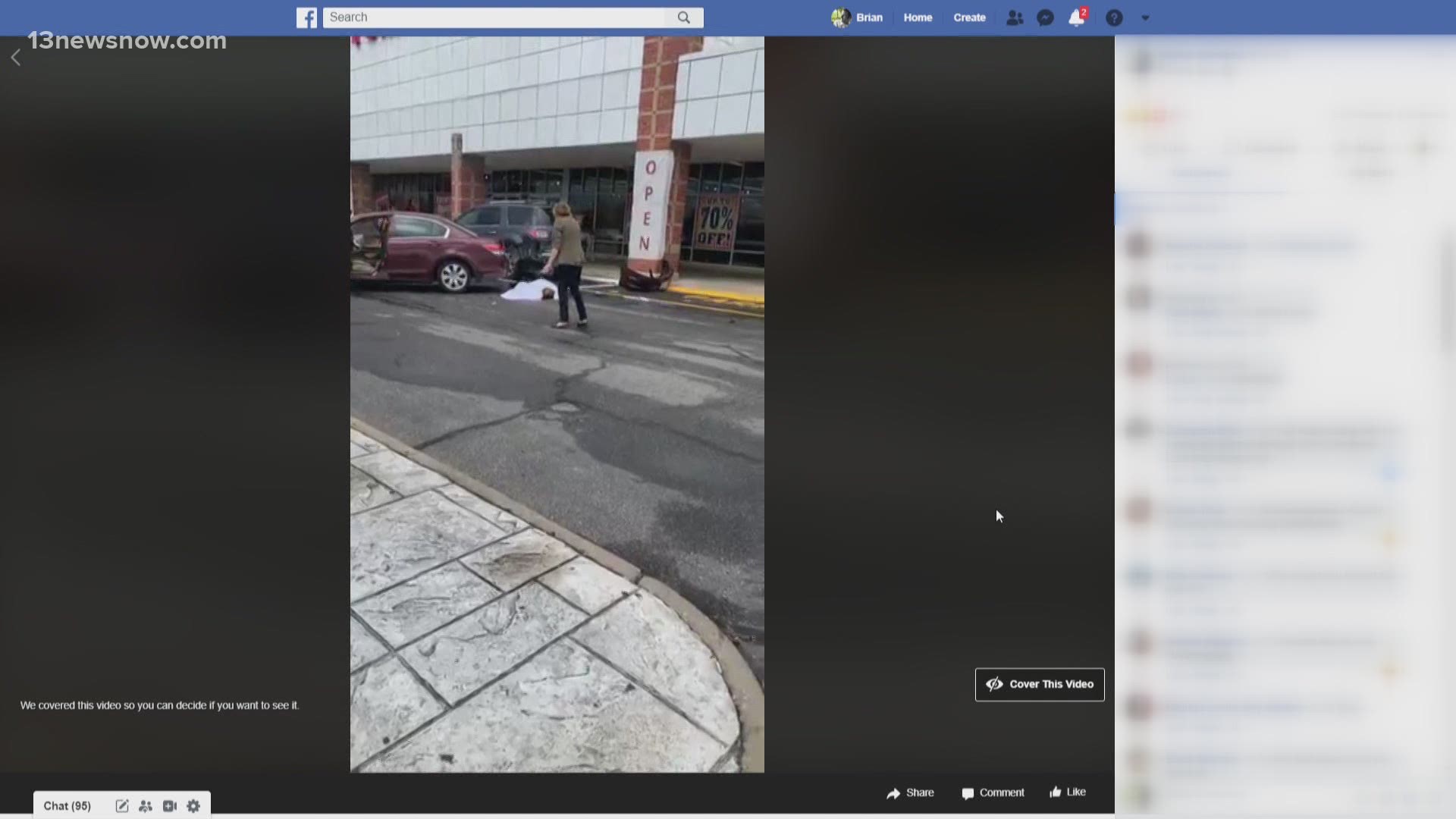 People posted videos on Facebook. They show the moments after someone hit a man with a car. He was critically hurt. Officers said it was a case of domestic assault.