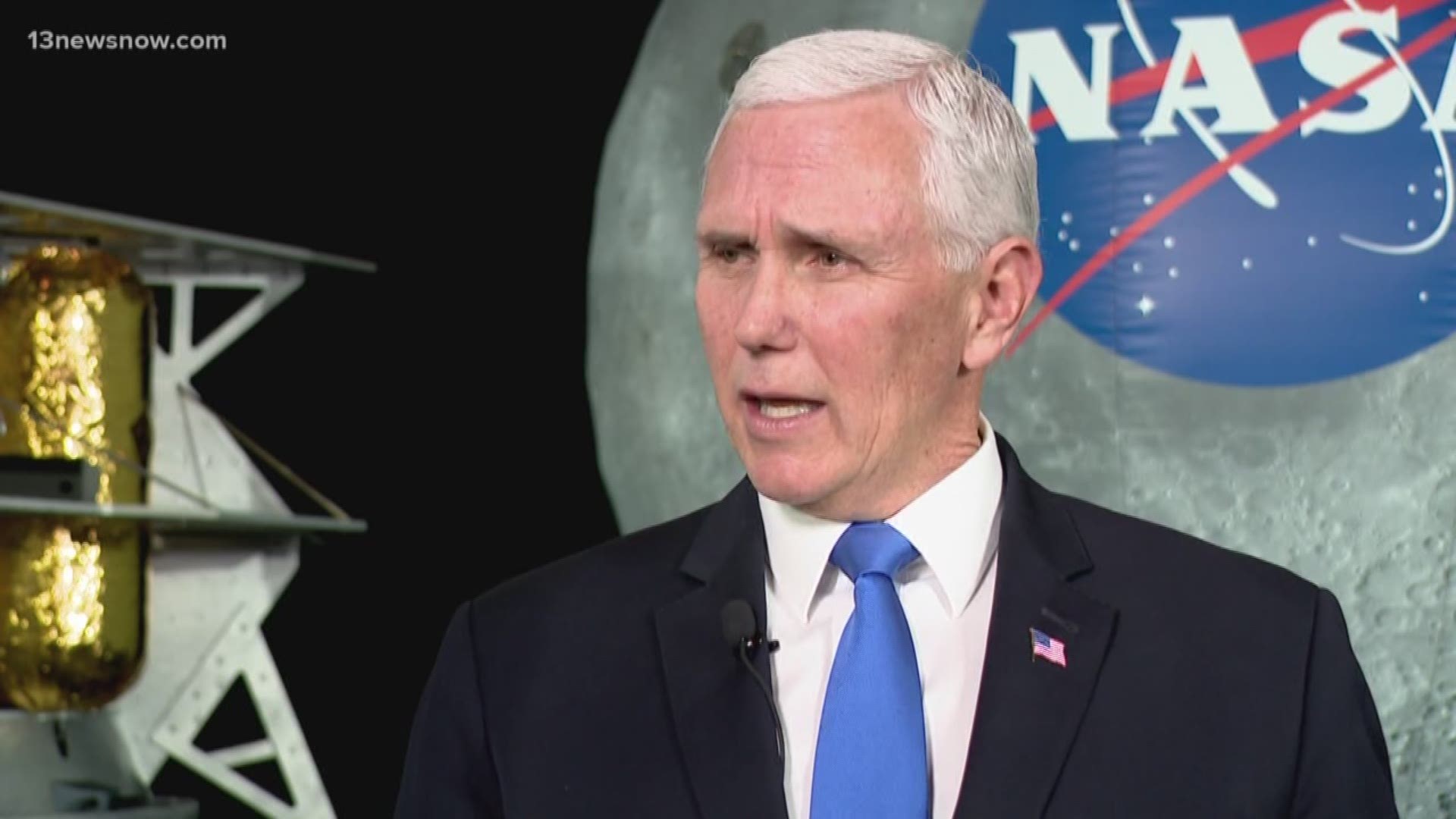 Vice President Mike Pence's schedule included stops at NASA Langley, Hampton University, and Virginia Beach to talk to Navy SEALs.
