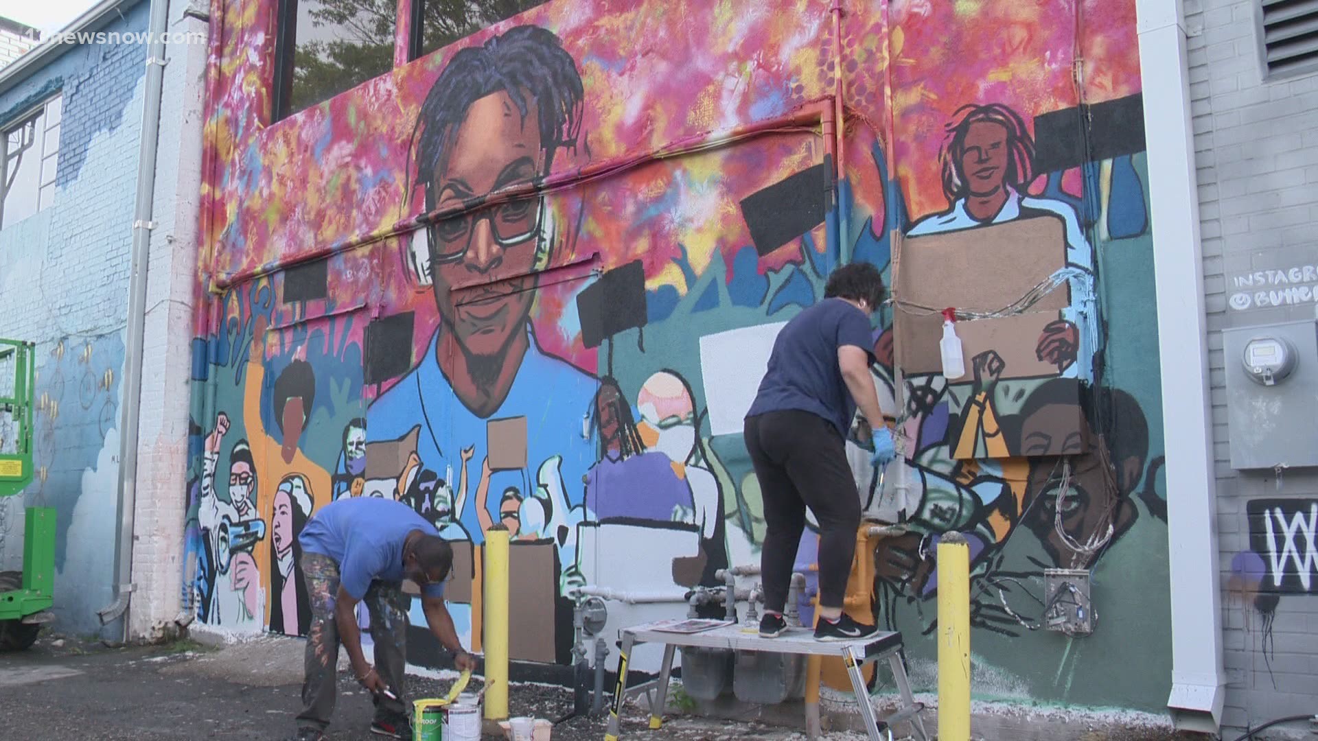 The artists are teachers at Norfolk Public Schools and hope the mural inspires others to call for change.