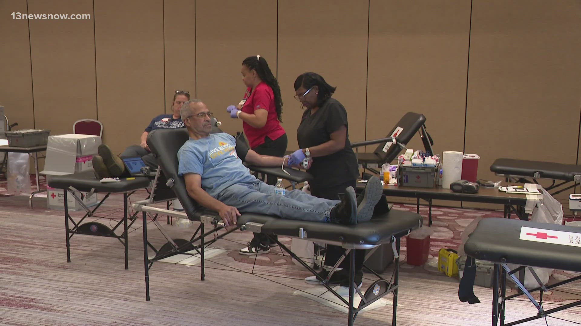 Working with the American Red Cross, Suffolk Police competed against the city's Fire Department and Sheriff's Office in the 'Battle of the Badges' blood drive.