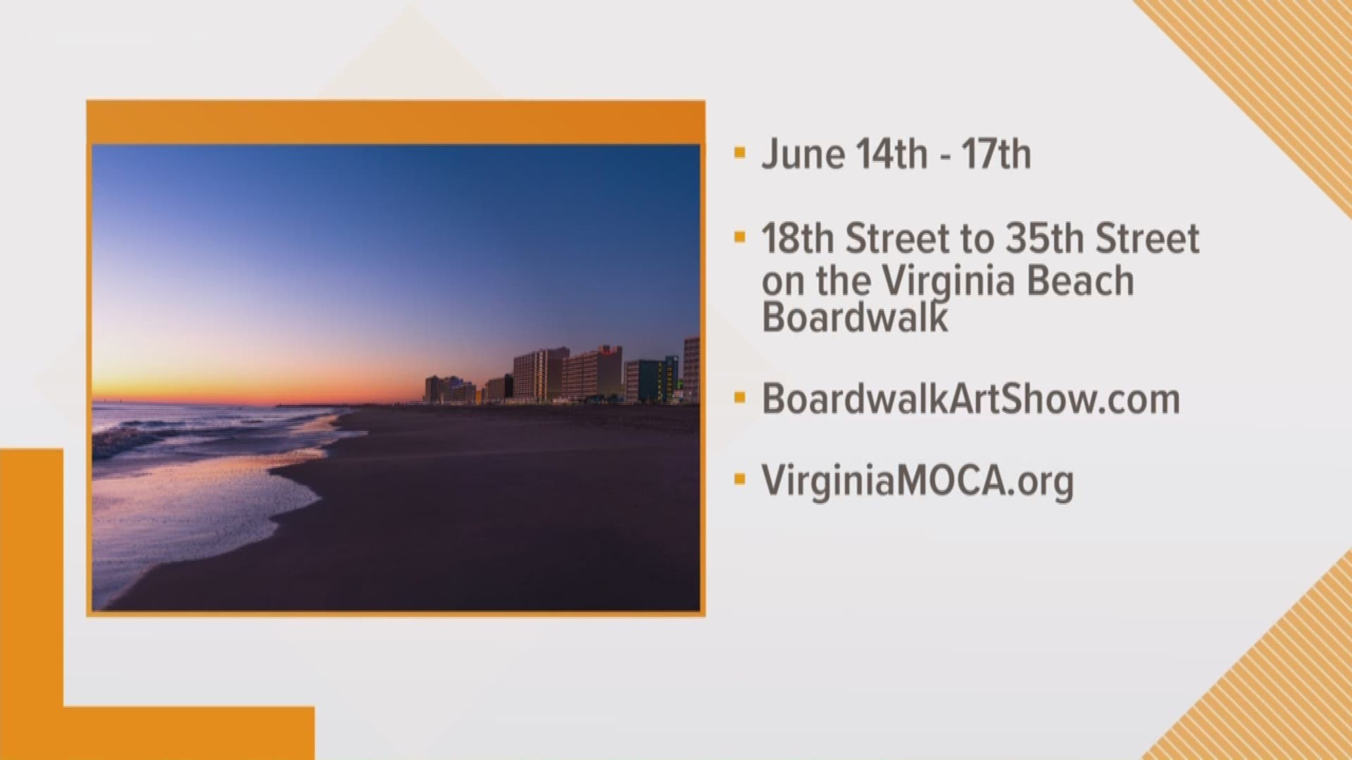 Virginia MOCA is hosting its 63rd annual Boardwalk Art Show at the oceanfront, which will feature more than 300 artists from across the U.S.