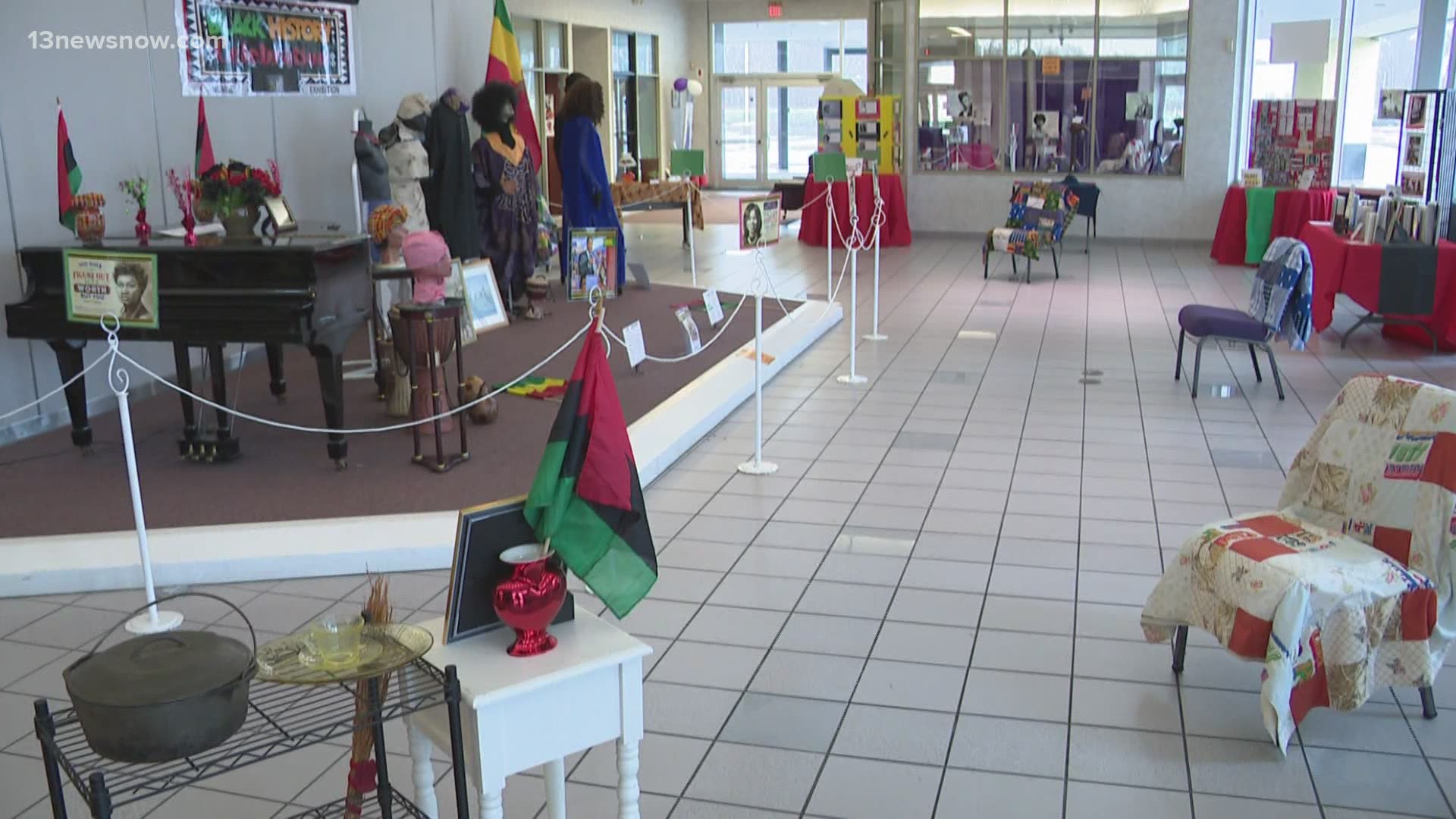 The display at New Galilee Missionary Baptist Church traces the history of Black Americans from the days of slavery to modern times.