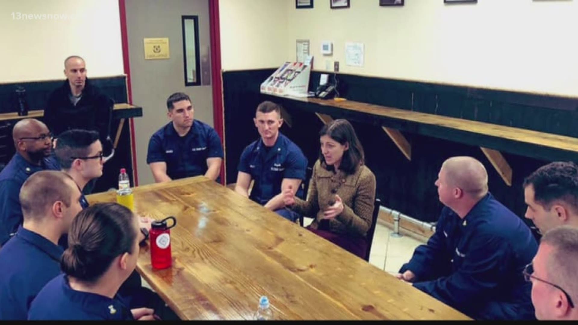 Congresswoman Elaine Luria took time over the weekend to meet with Coast Guard members and TSA agents to talk with them about the shutdown.